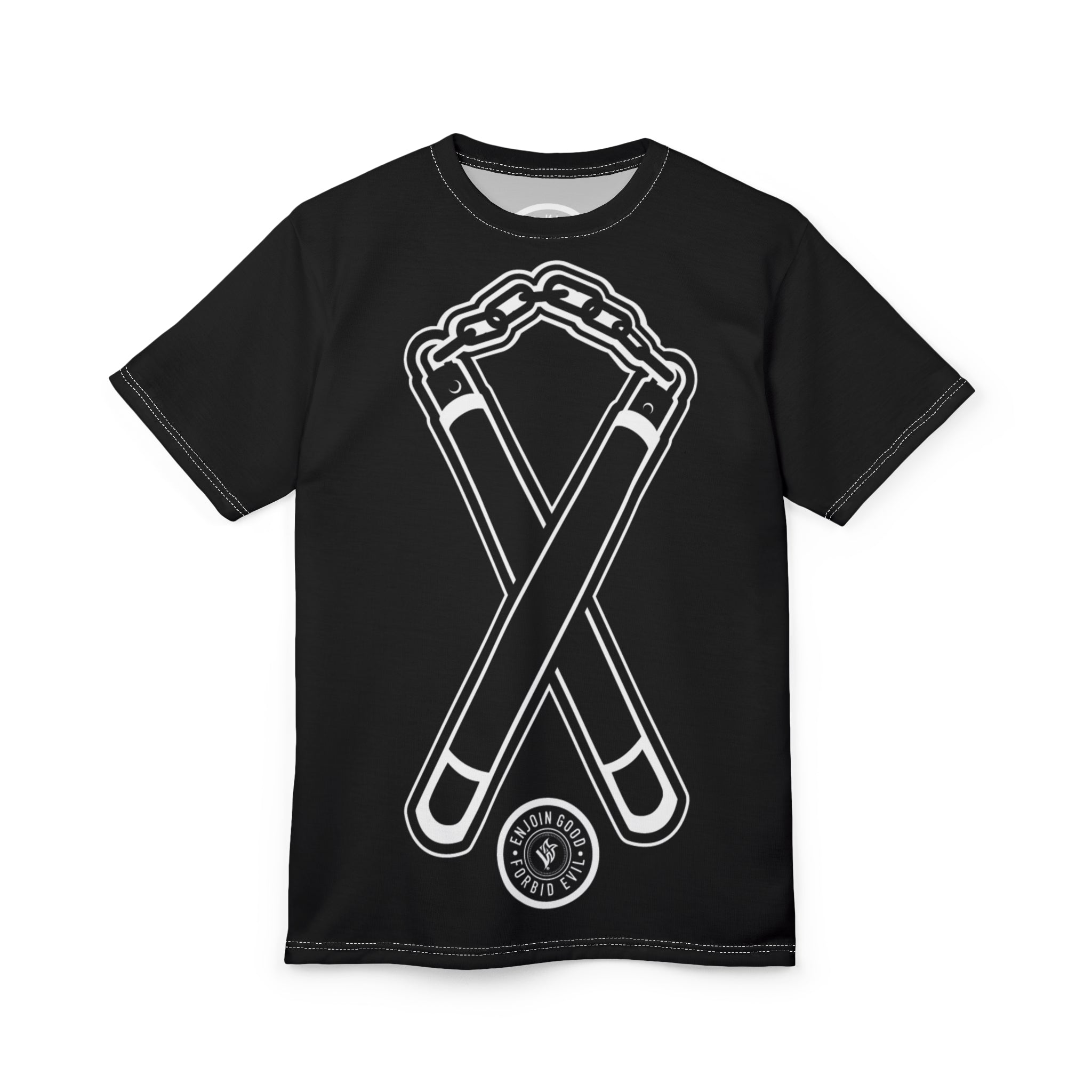 Nunchuck Enjoin Good X Forbid Evil — Black Tee