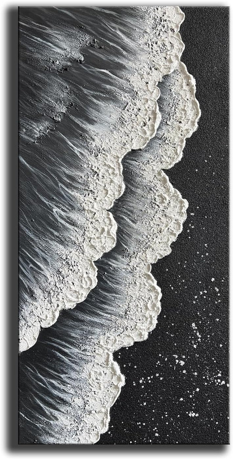 - Oil Painting on Canvas Texture Black and White Ocean Scenery Sandbeach 3D Oil Painting Hand-Painted Abstract Artwork Paintings Modern Home Decor Living Room Sofa Bedroom Dining Room Hanging Pictures Canvas Wall Art 24X48Inch