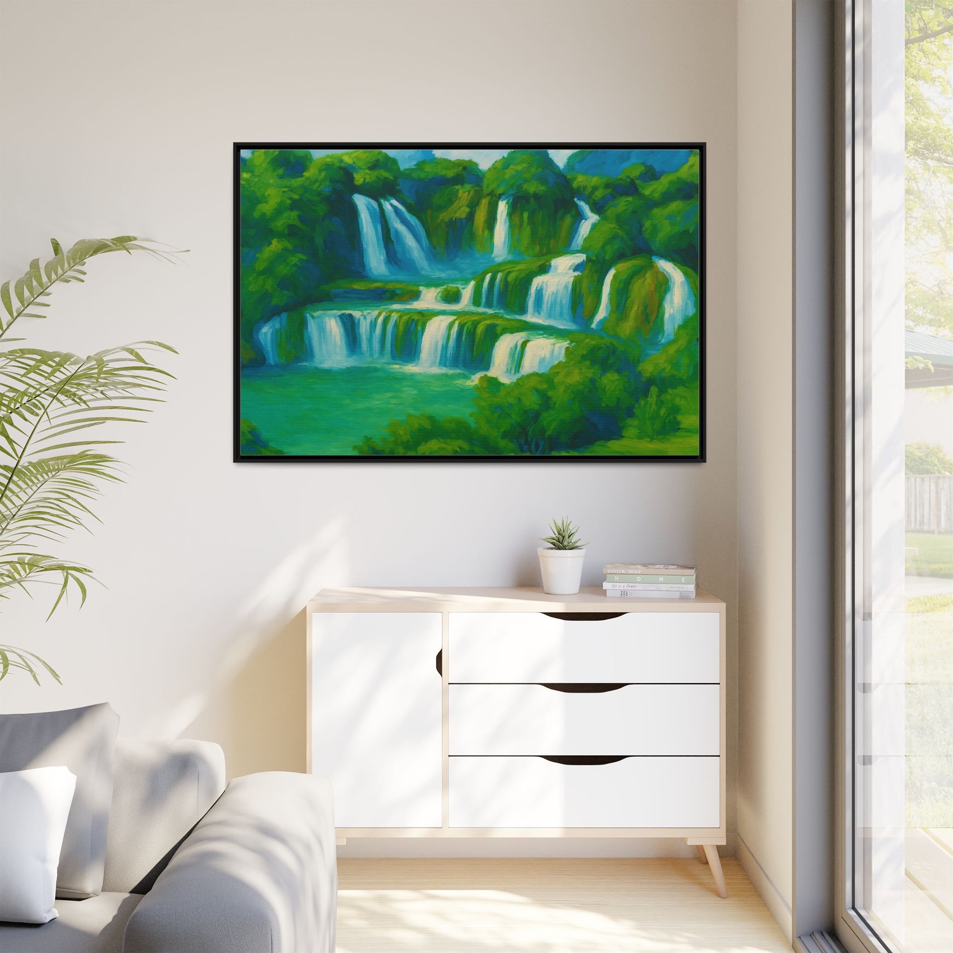 Green Serene Waterfall