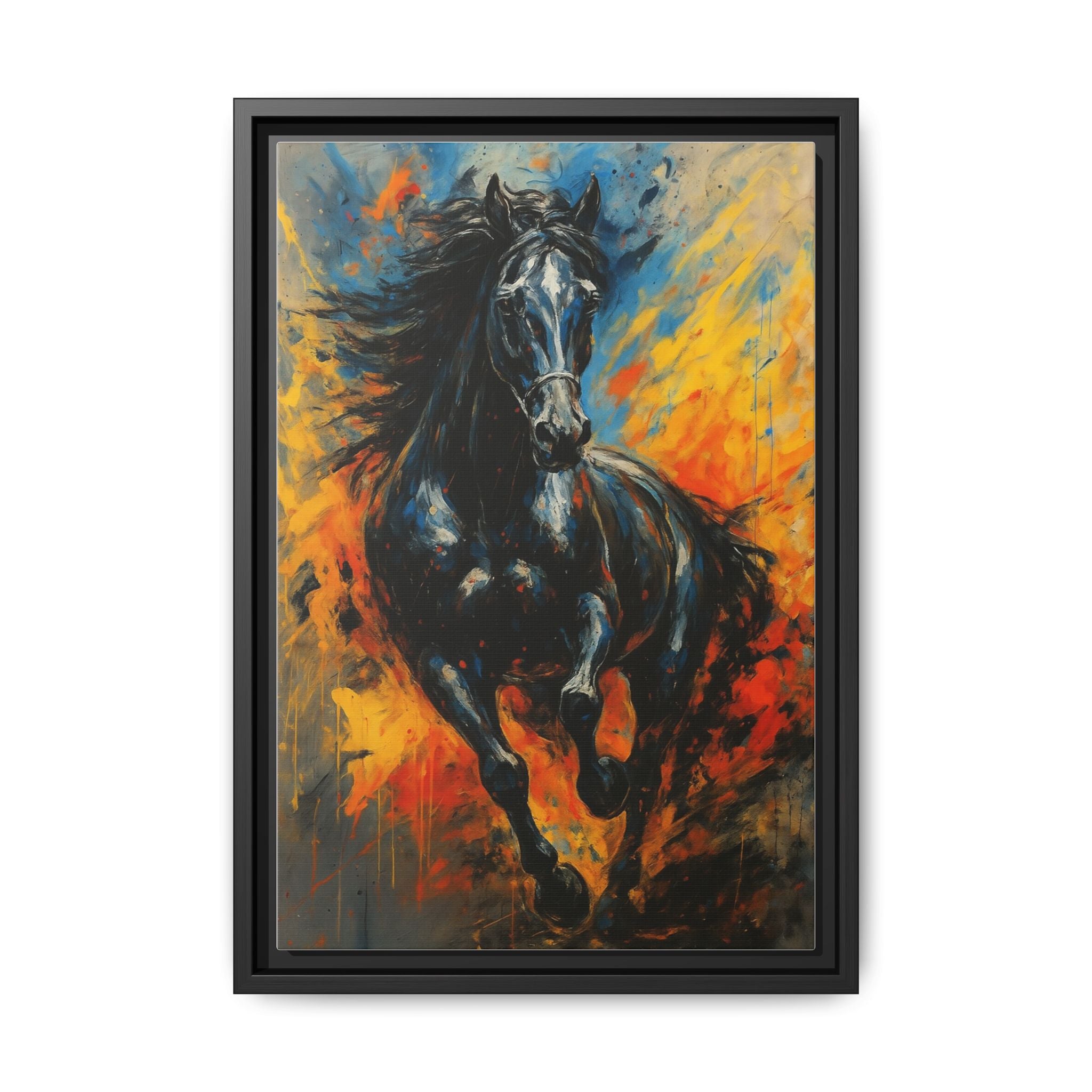 Galloping Black Stallion