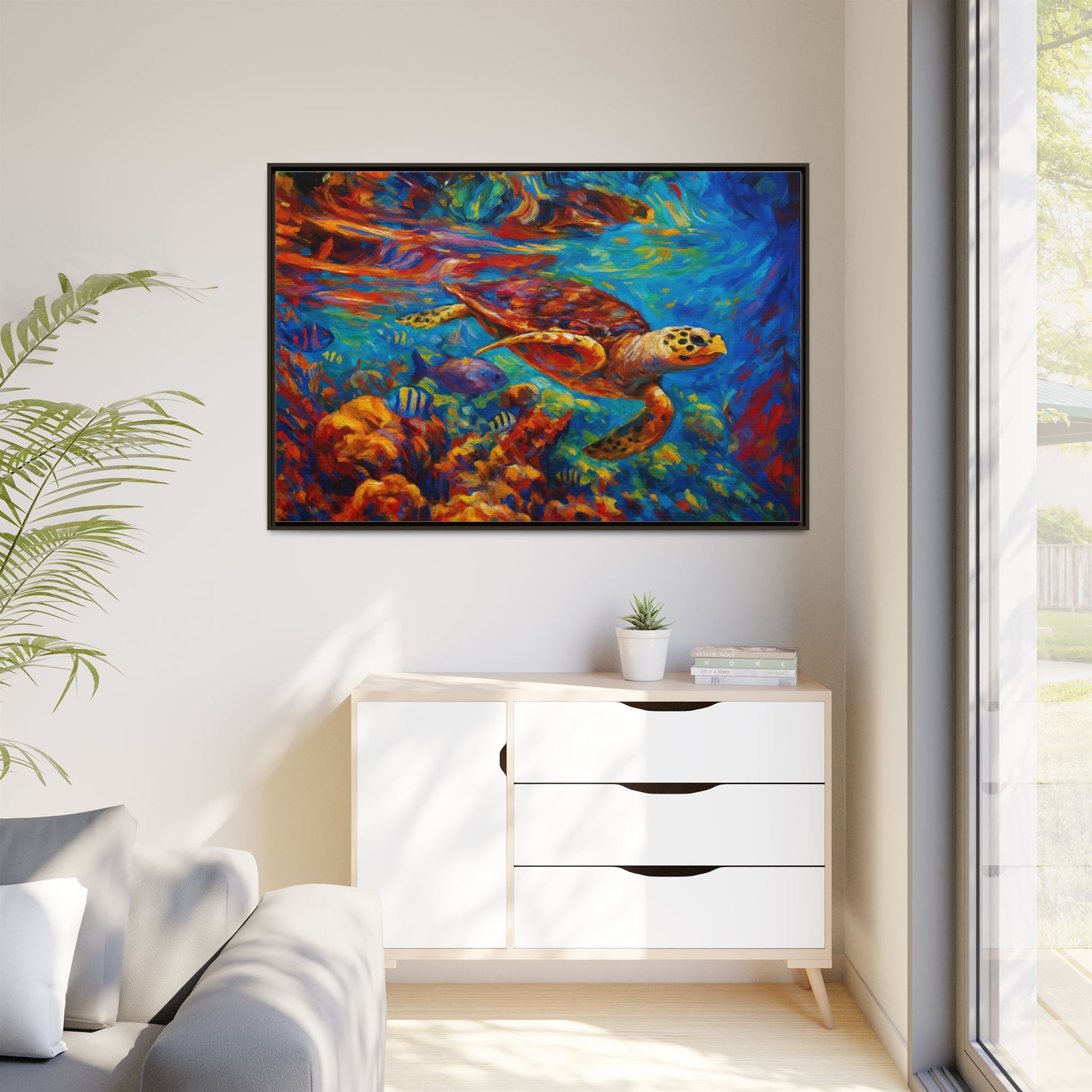 Vibrant Sea Turtle Swimming