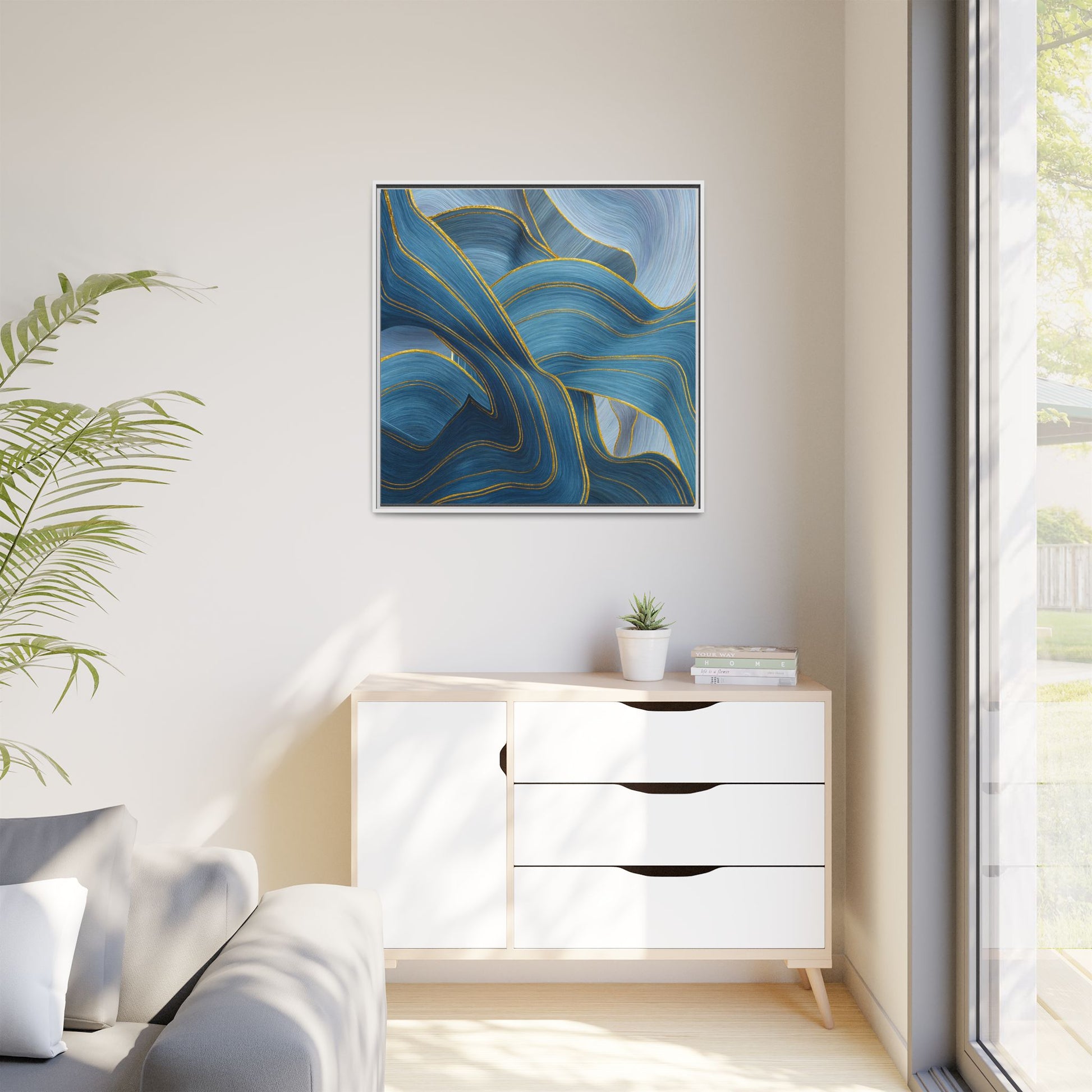 Blue Swirl Golden Trim