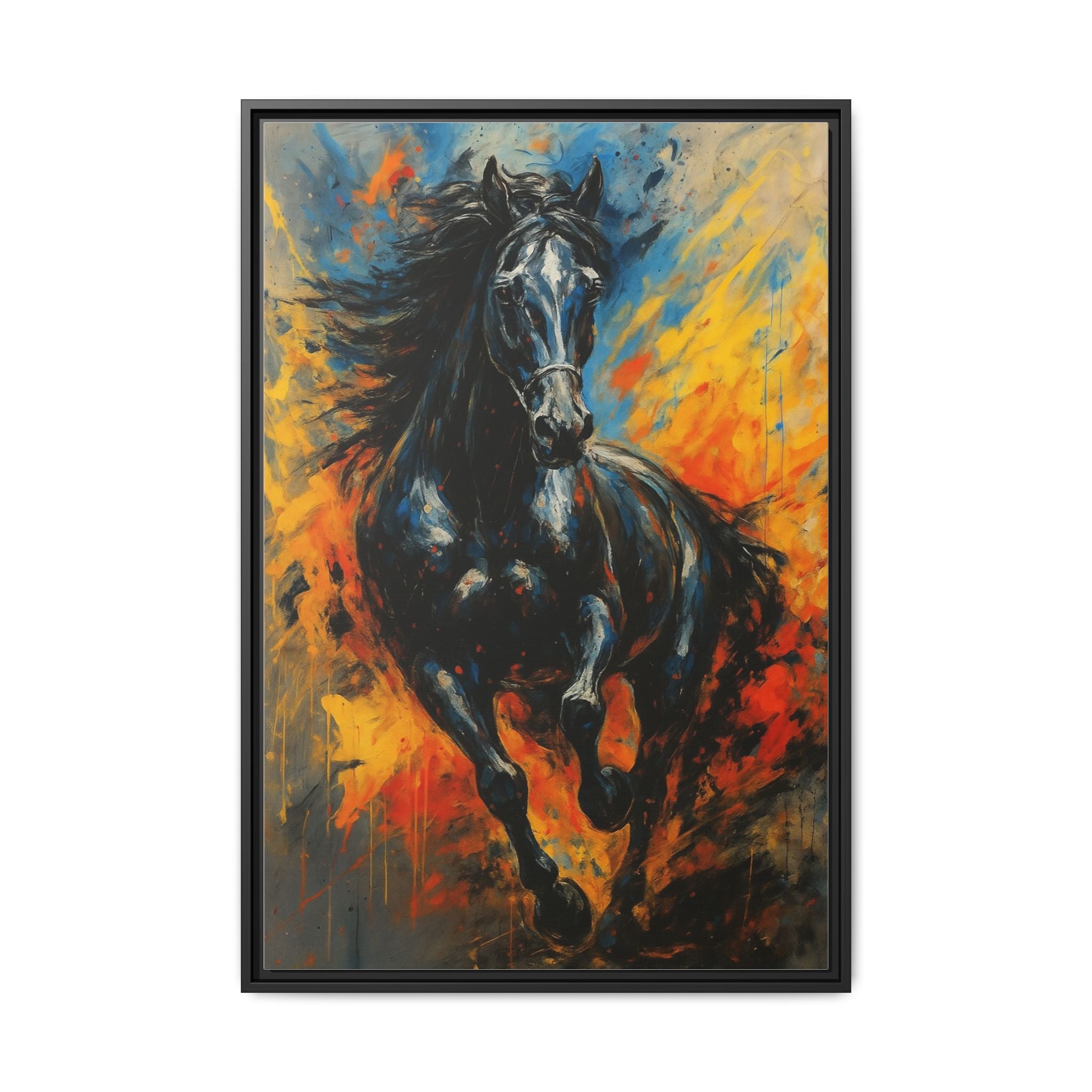 Galloping Black Stallion