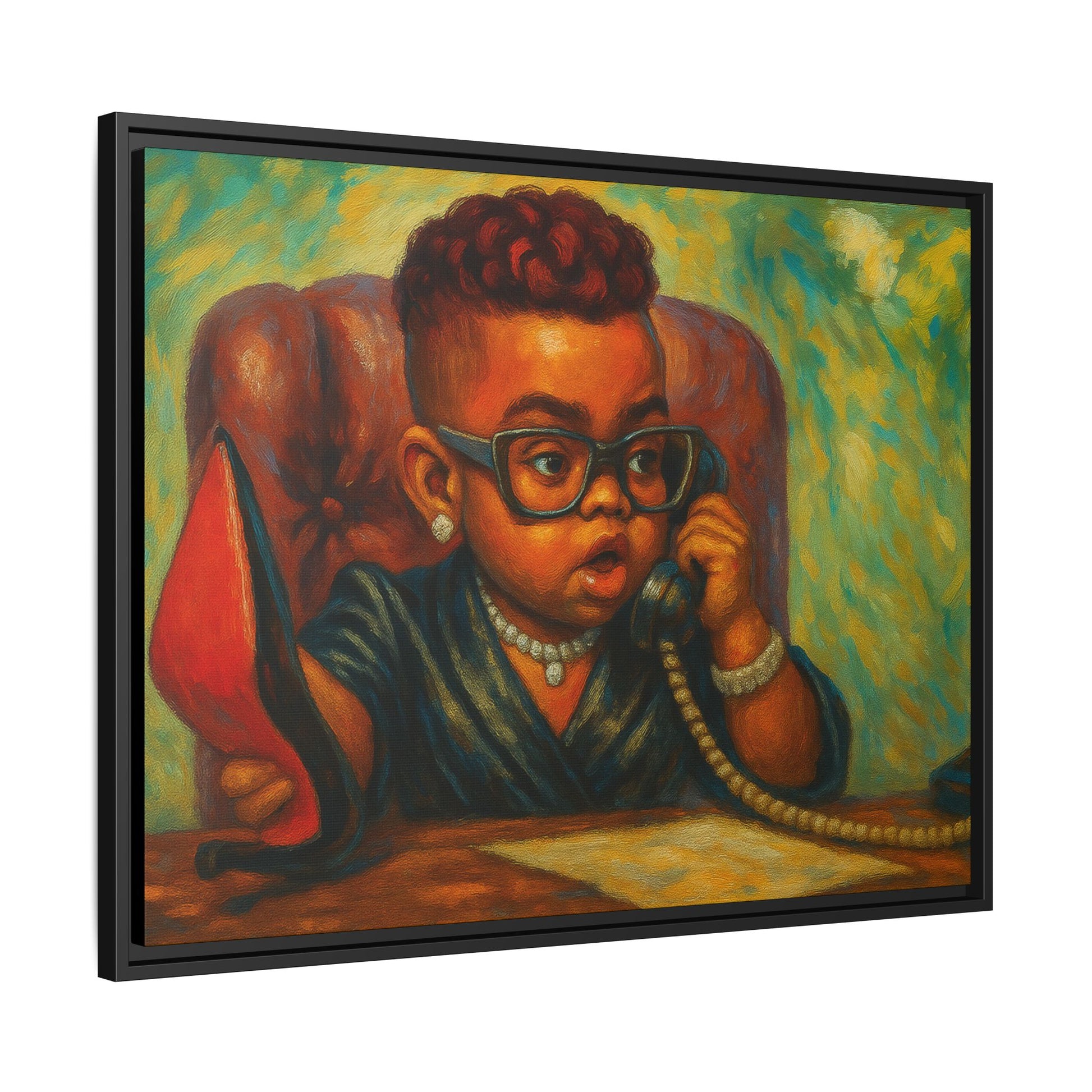 Framed Art Print: Stylish Office Decor for Home or Studio, Wall Art, Colorful Portrait, Vintage Vibe, Creative Gift Idea