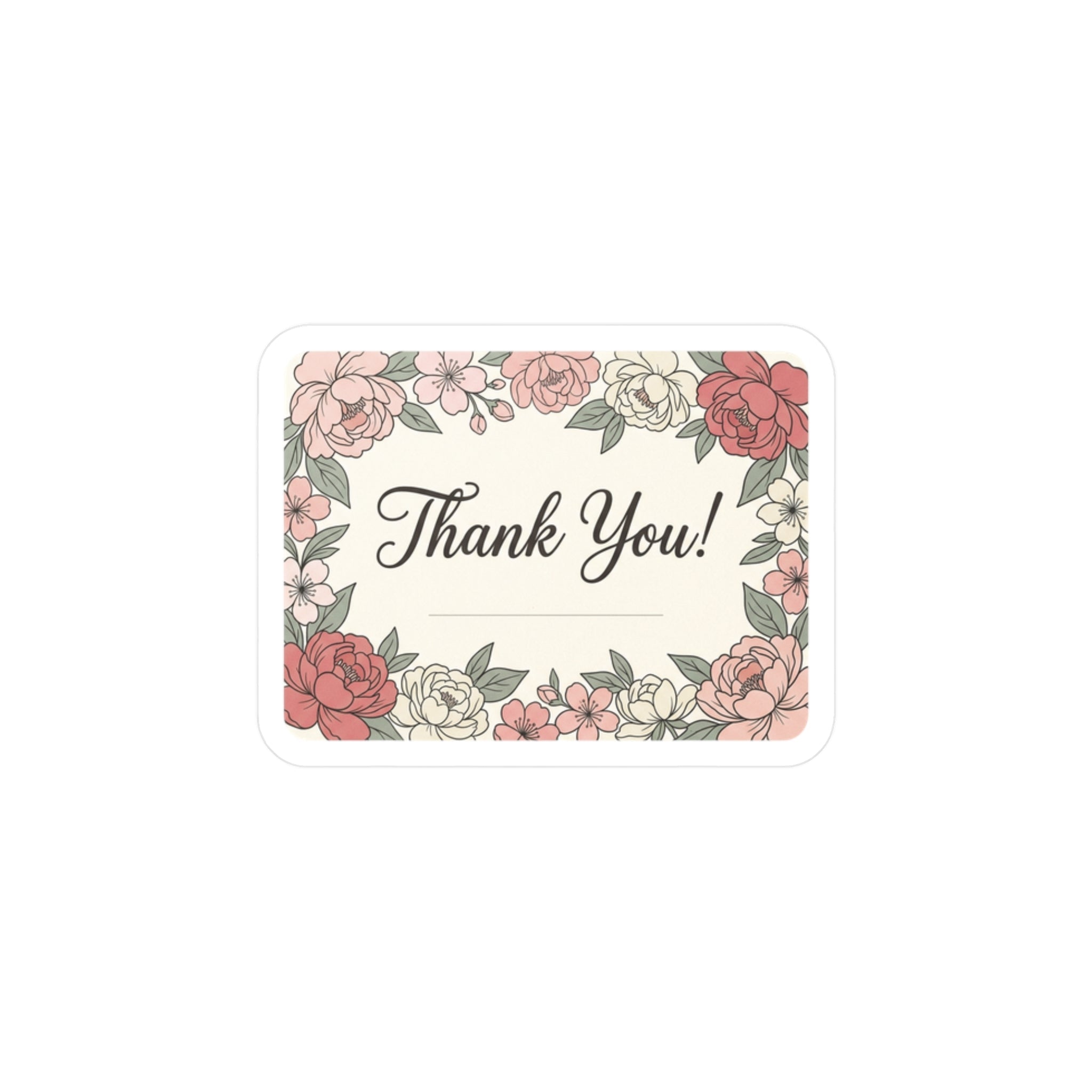 Thank You Floral Vinyl Decal — Kiss-Cut Thank You Sticker for Packaging & Gifts