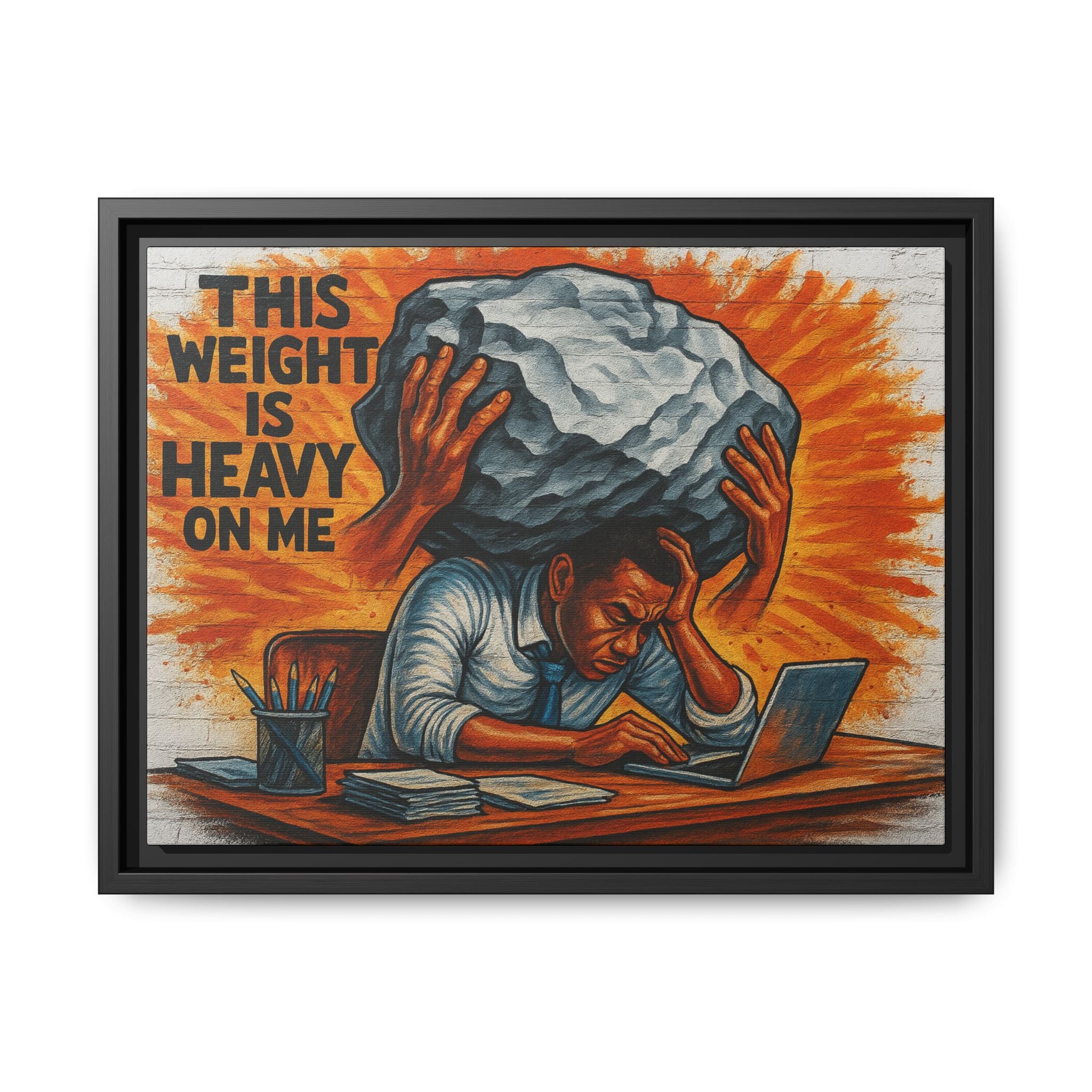 Framed Canvas Art, Stress Relief Decor, Office Wall Art, Motivational Artwork, Unique Gift for Home or Office