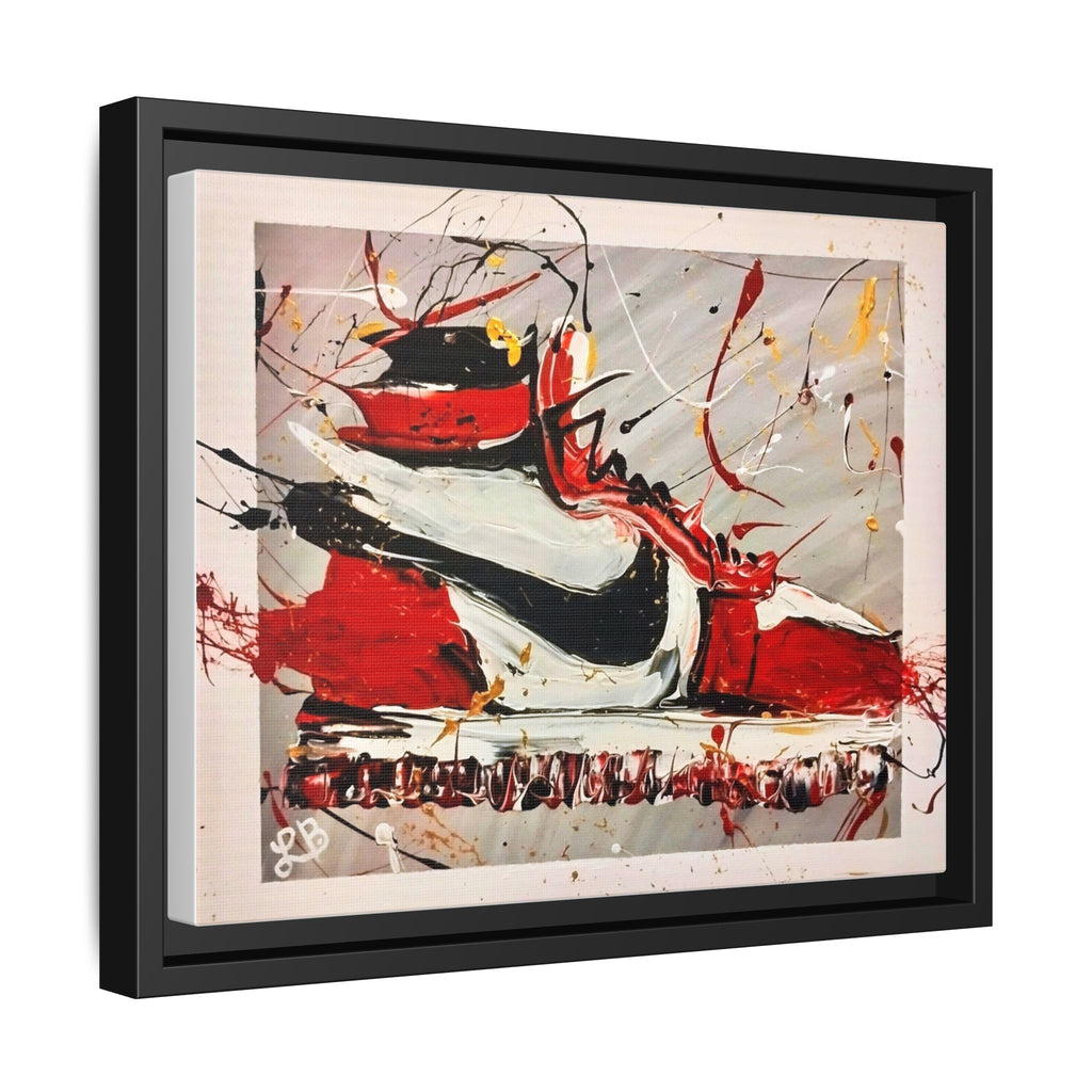 Abstract Red, White, and Black Sneaker