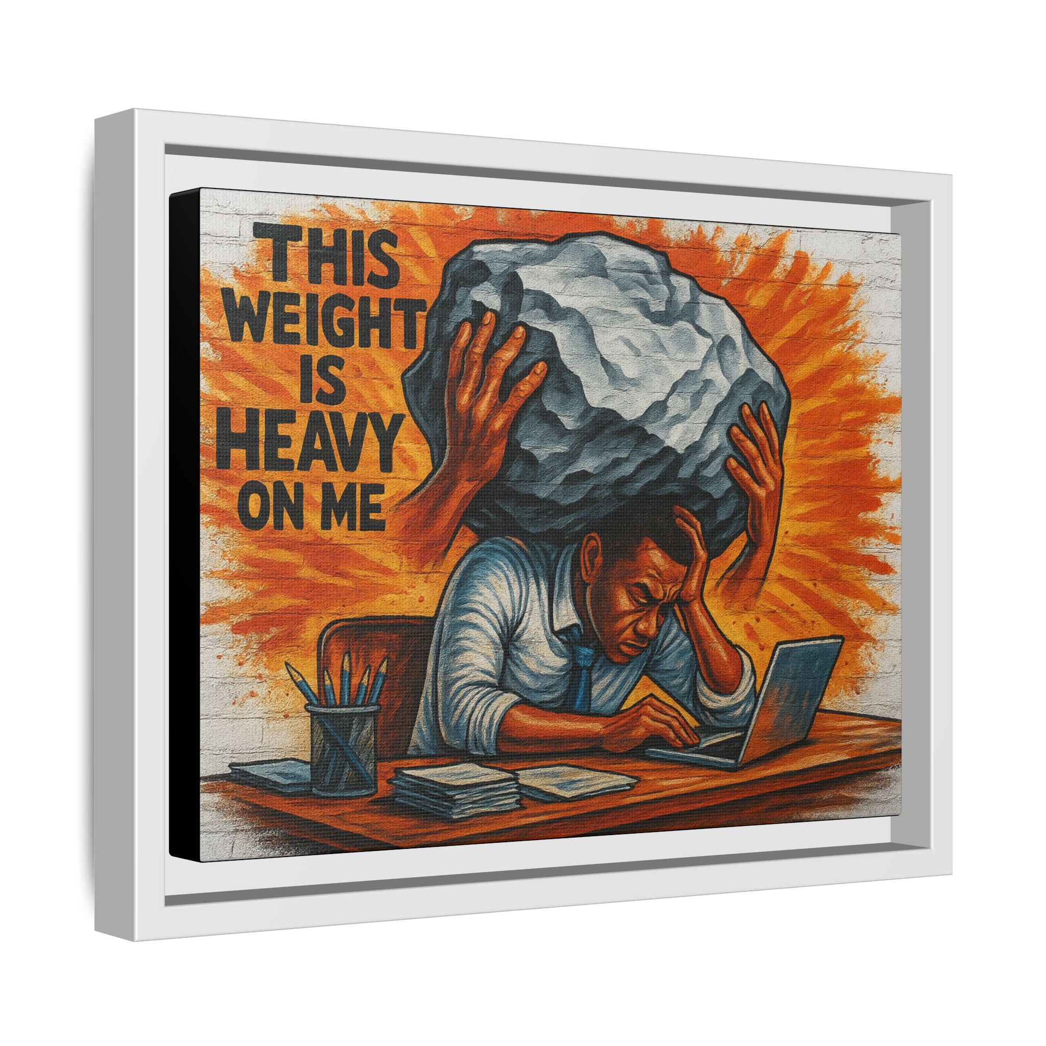 Framed Canvas Art, Stress Relief Decor, Office Wall Art, Motivational Artwork, Unique Gift for Home or Office