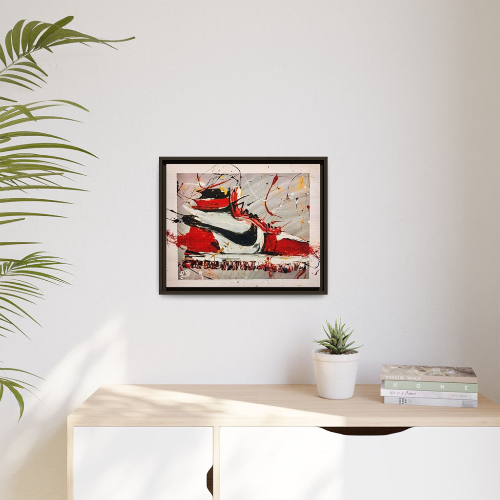 Abstract Red, White, and Black Sneaker