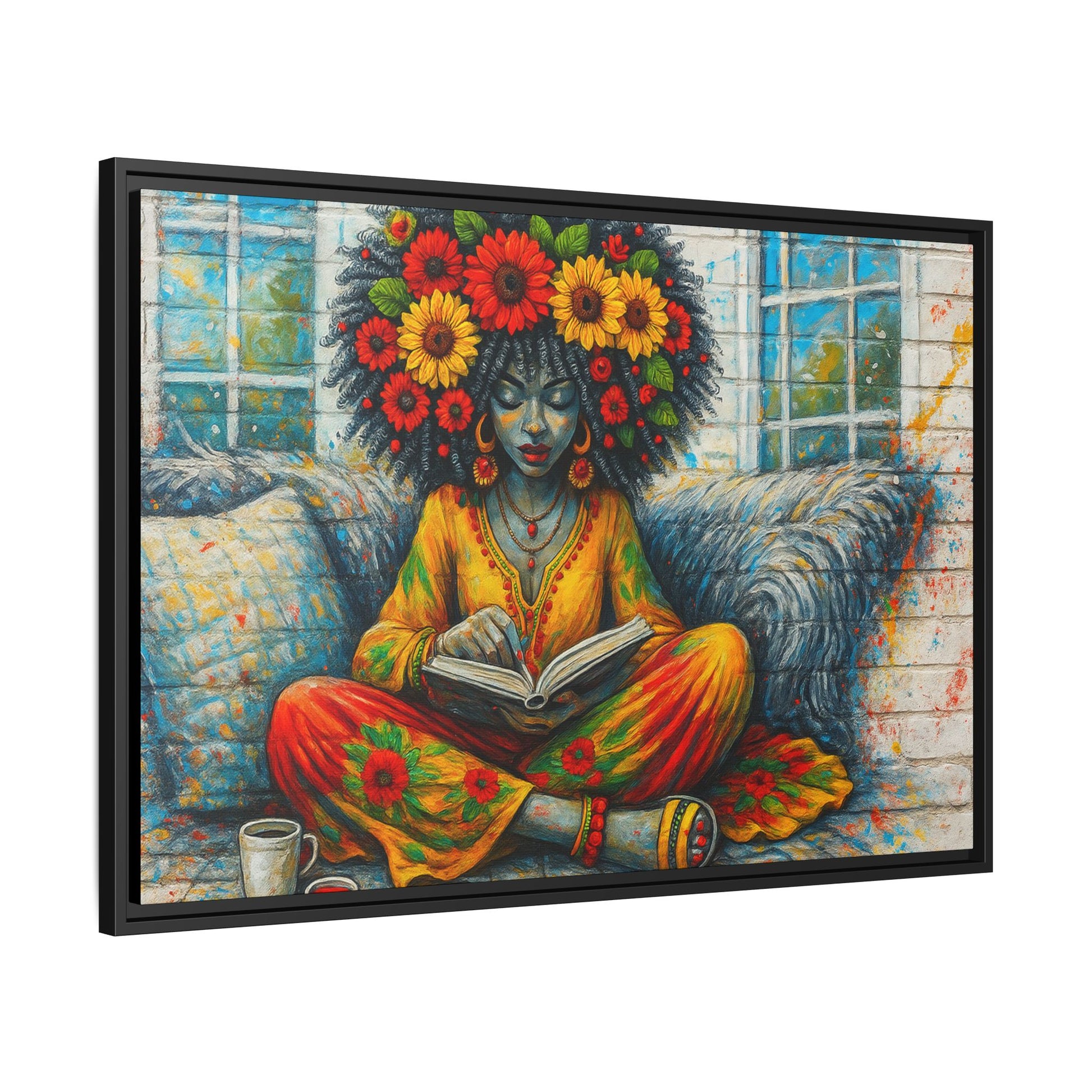 Colorful Flower Reading Girl