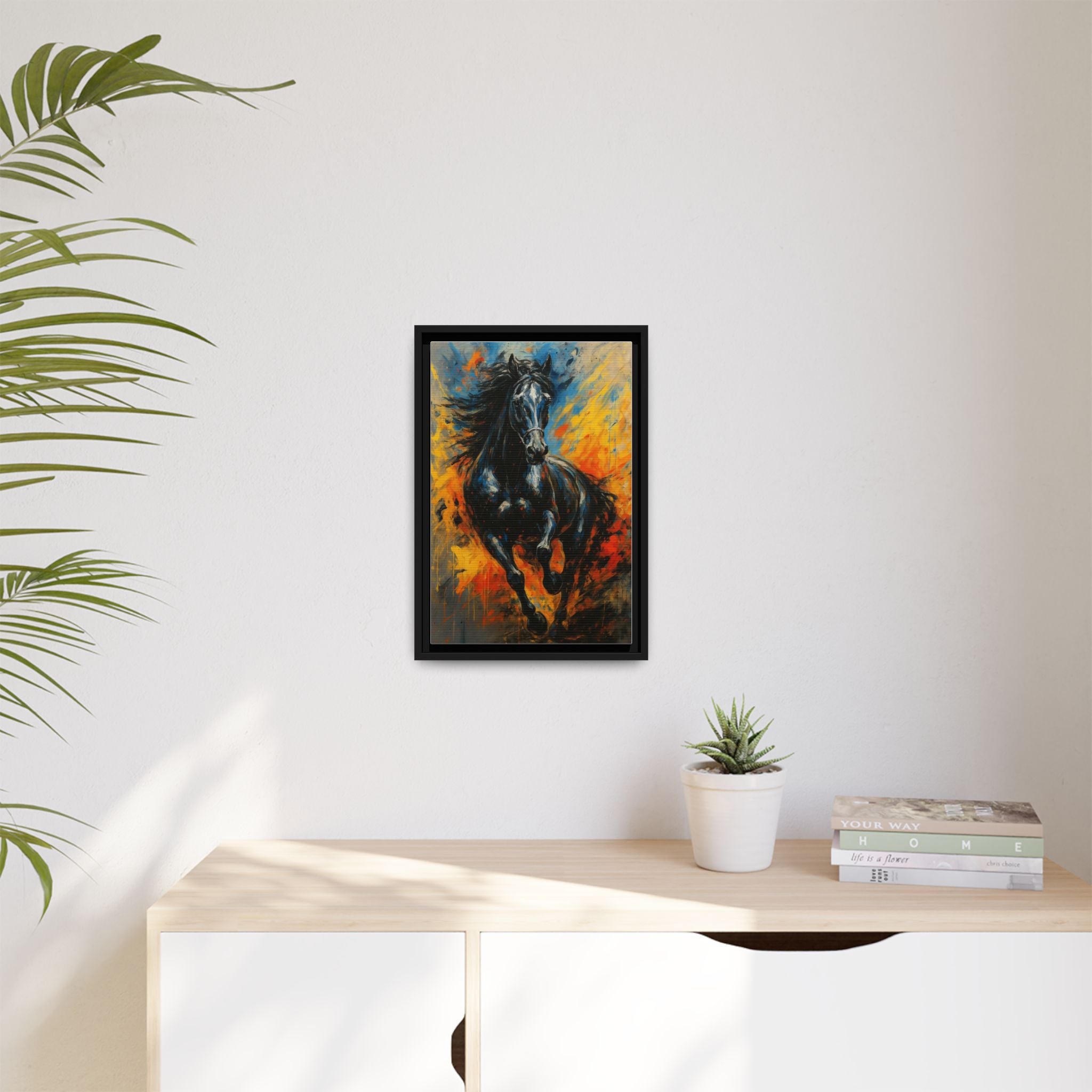 Galloping Black Stallion