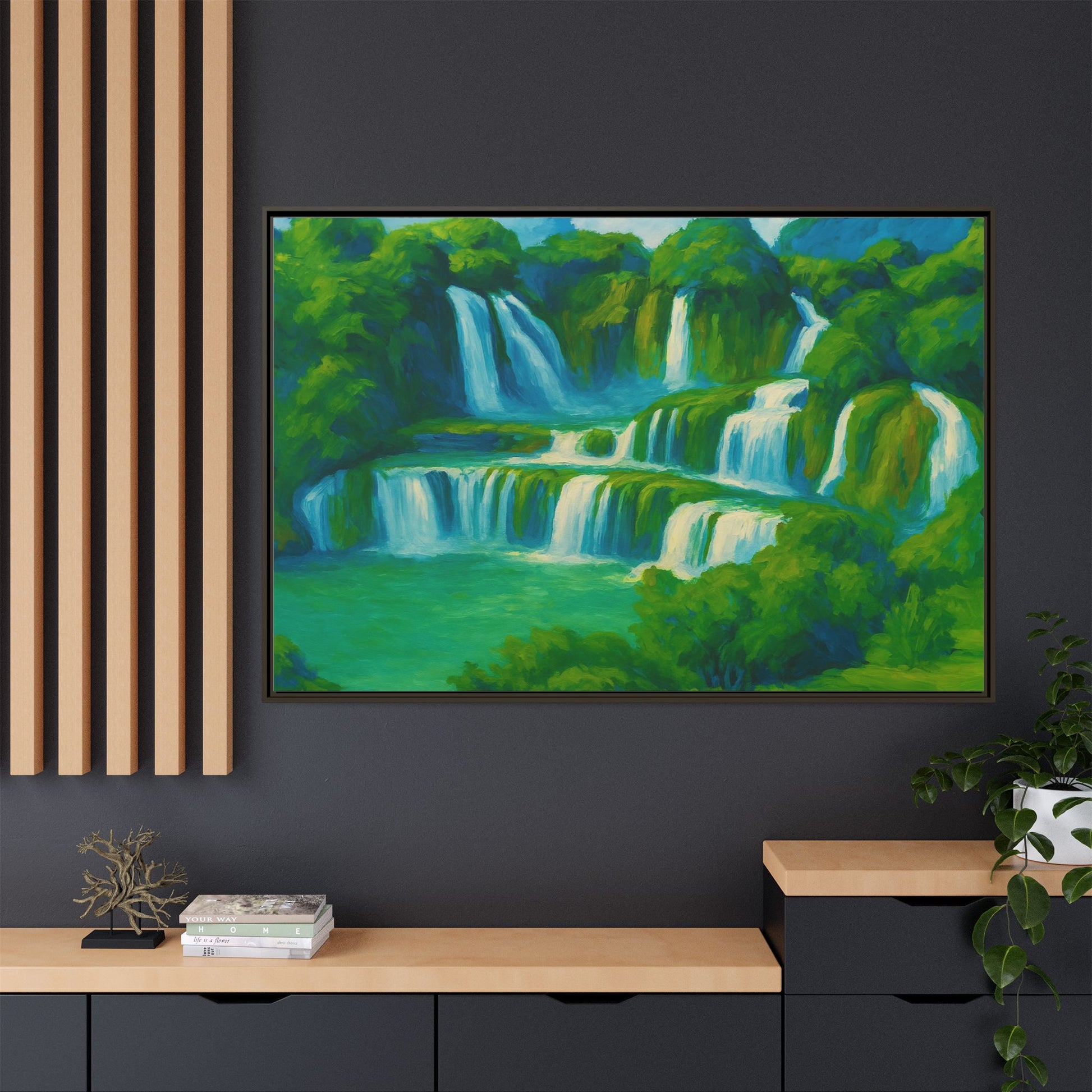 Green Serene Waterfall