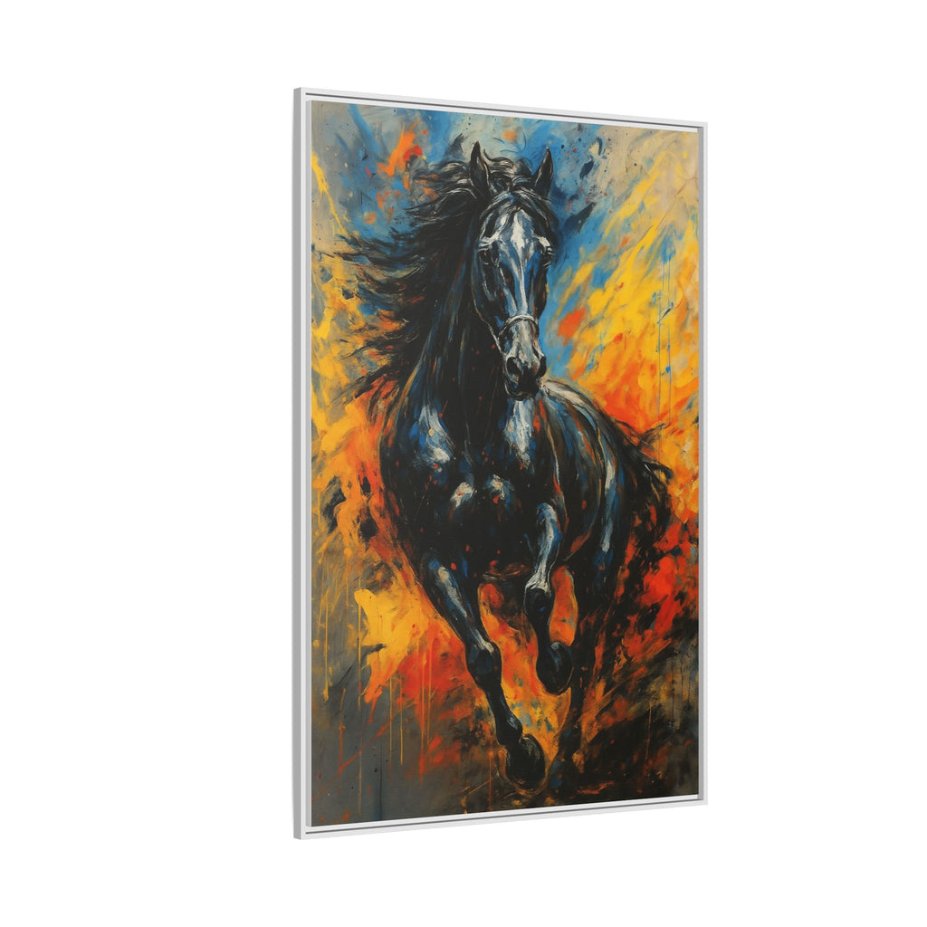Galloping Black Stallion