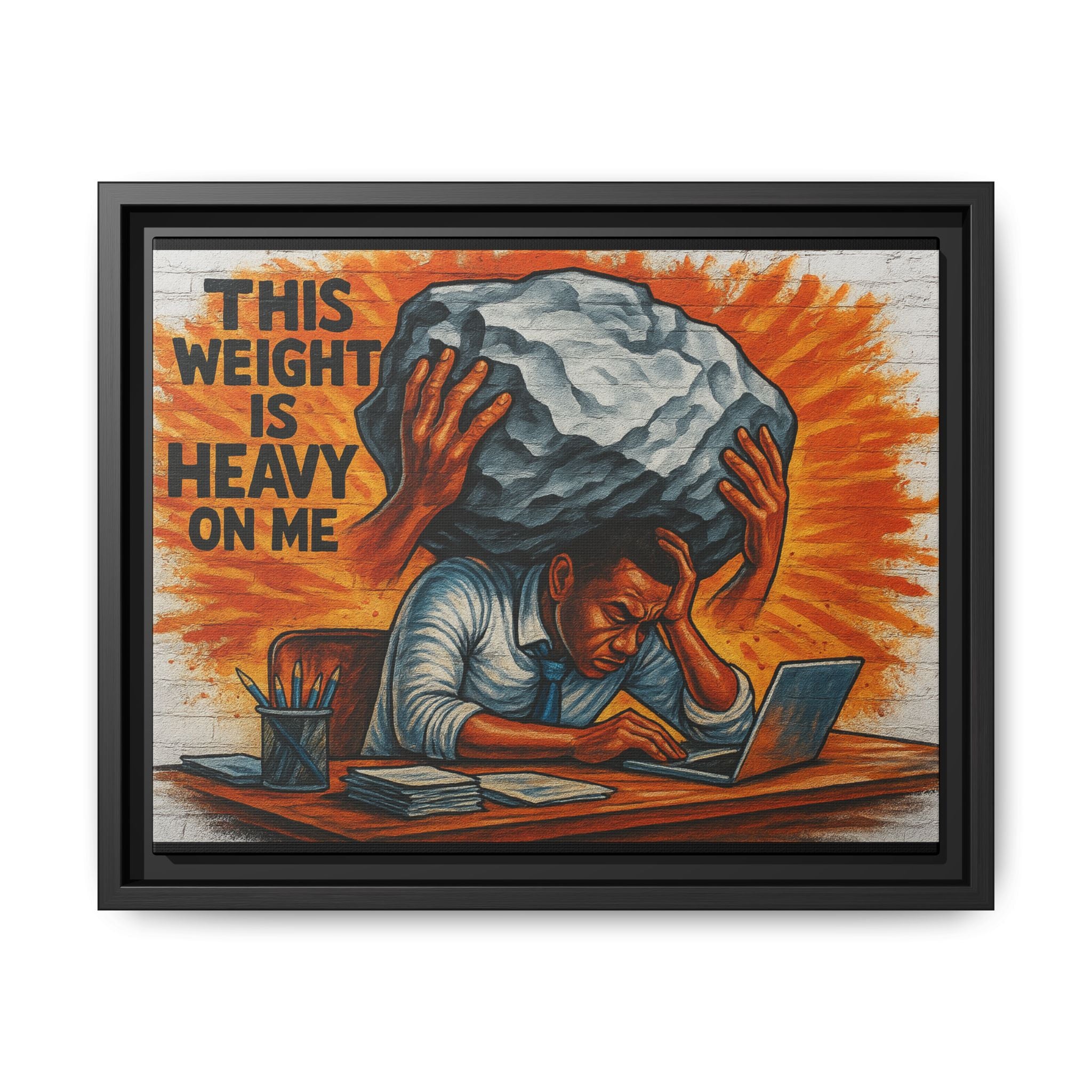 Framed Canvas Art, Stress Relief Decor, Office Wall Art, Motivational Artwork, Unique Gift for Home or Office