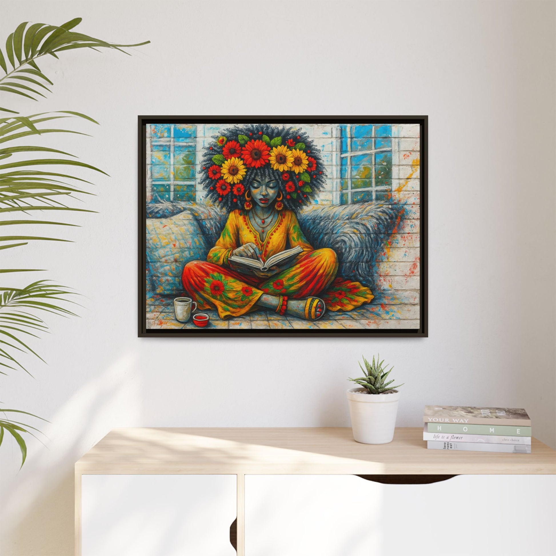 Colorful Flower Reading Girl