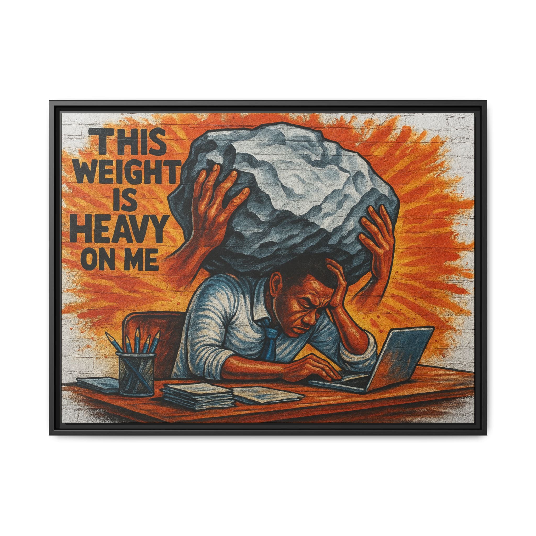 Framed Canvas Art, Stress Relief Decor, Office Wall Art, Motivational Artwork, Unique Gift for Home or Office