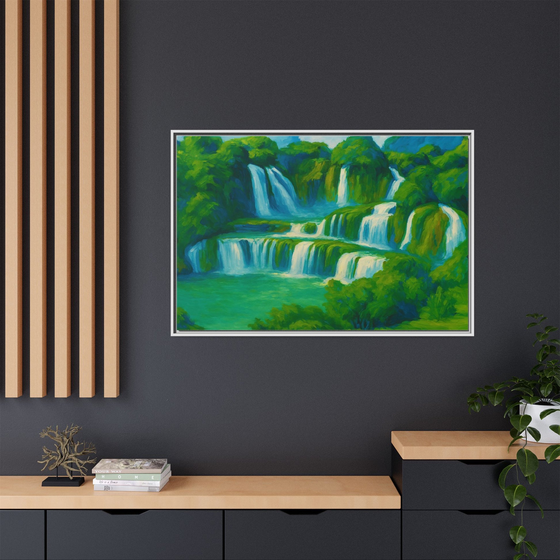 Green Serene Waterfall