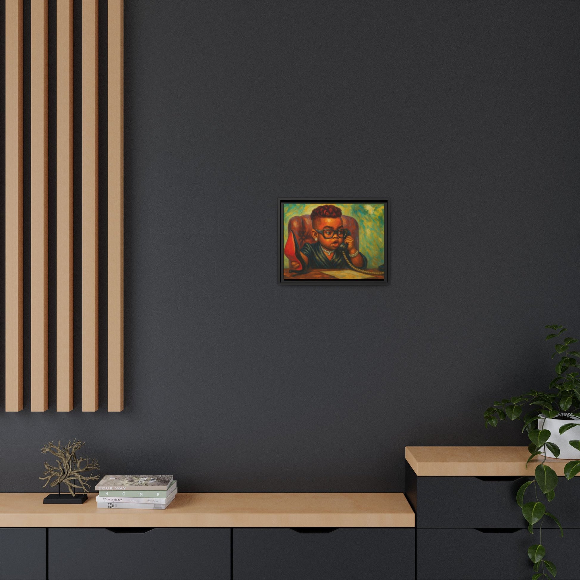 Framed Art Print: Stylish Office Decor for Home or Studio, Wall Art, Colorful Portrait, Vintage Vibe, Creative Gift Idea