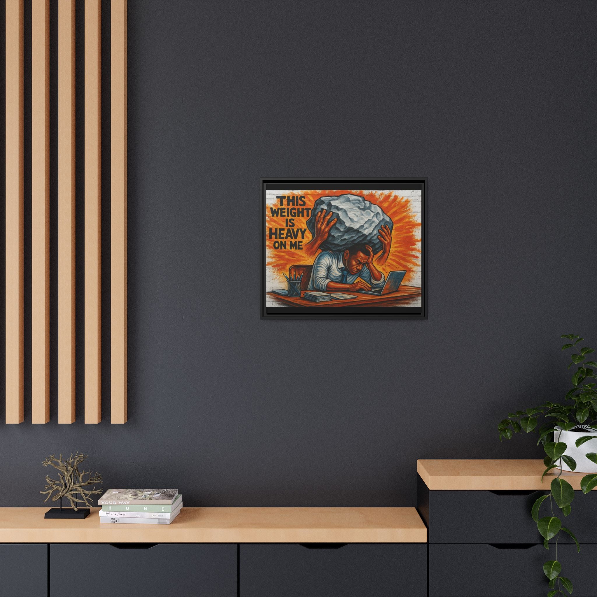 Framed Canvas Art, Stress Relief Decor, Office Wall Art, Motivational Artwork, Unique Gift for Home or Office