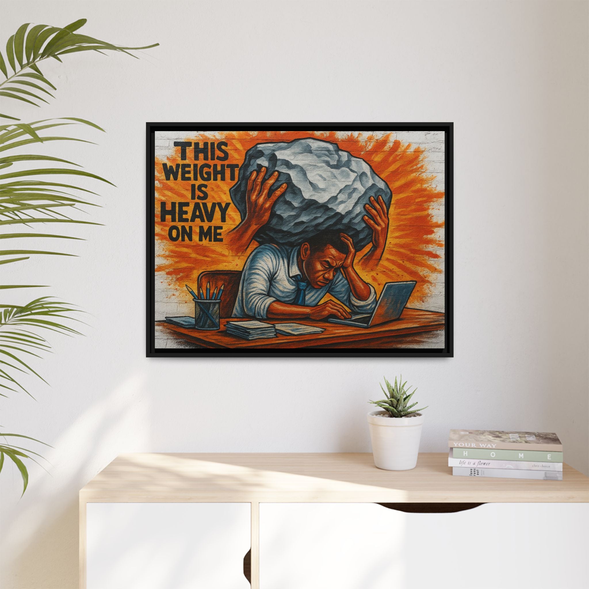 Framed Canvas Art, Stress Relief Decor, Office Wall Art, Motivational Artwork, Unique Gift for Home or Office