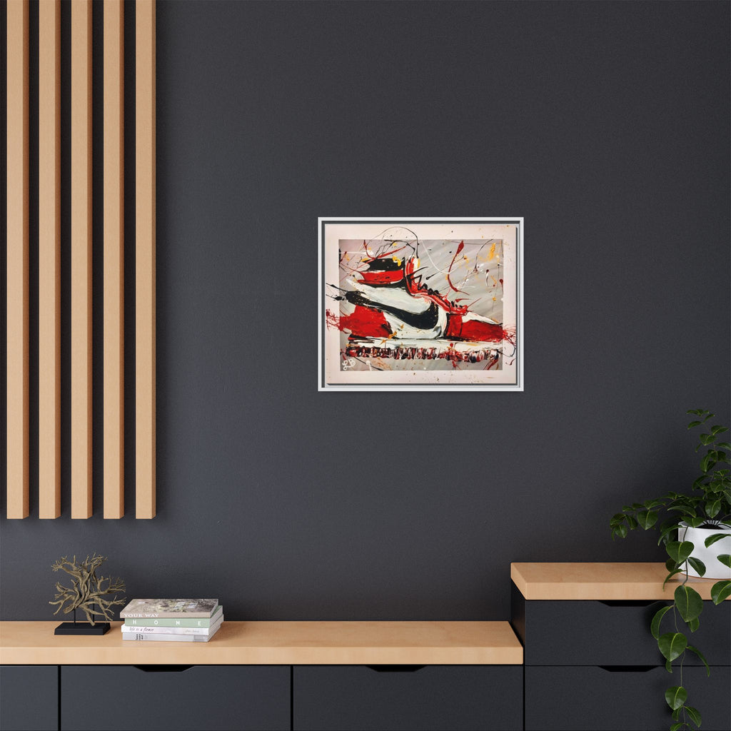 Abstract Red, White, and Black Sneaker