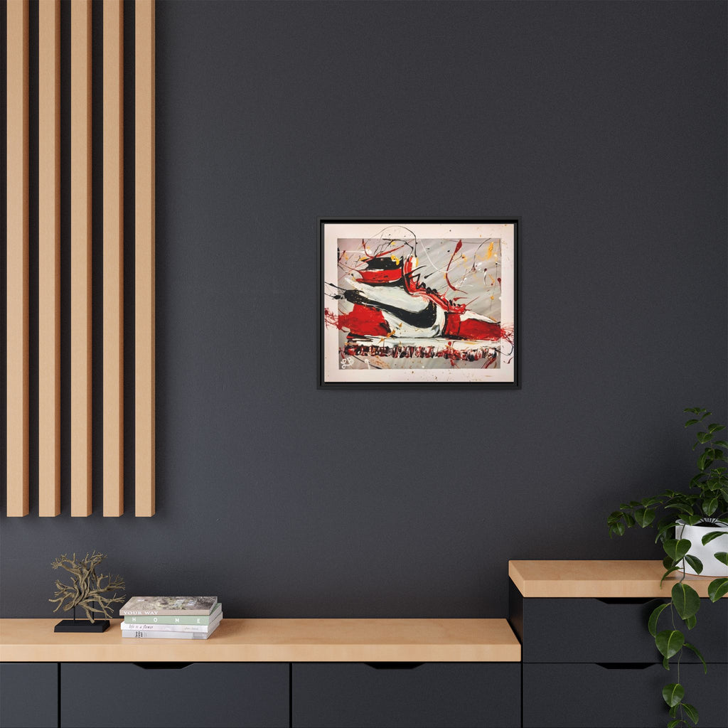 Abstract Red, White, and Black Sneaker