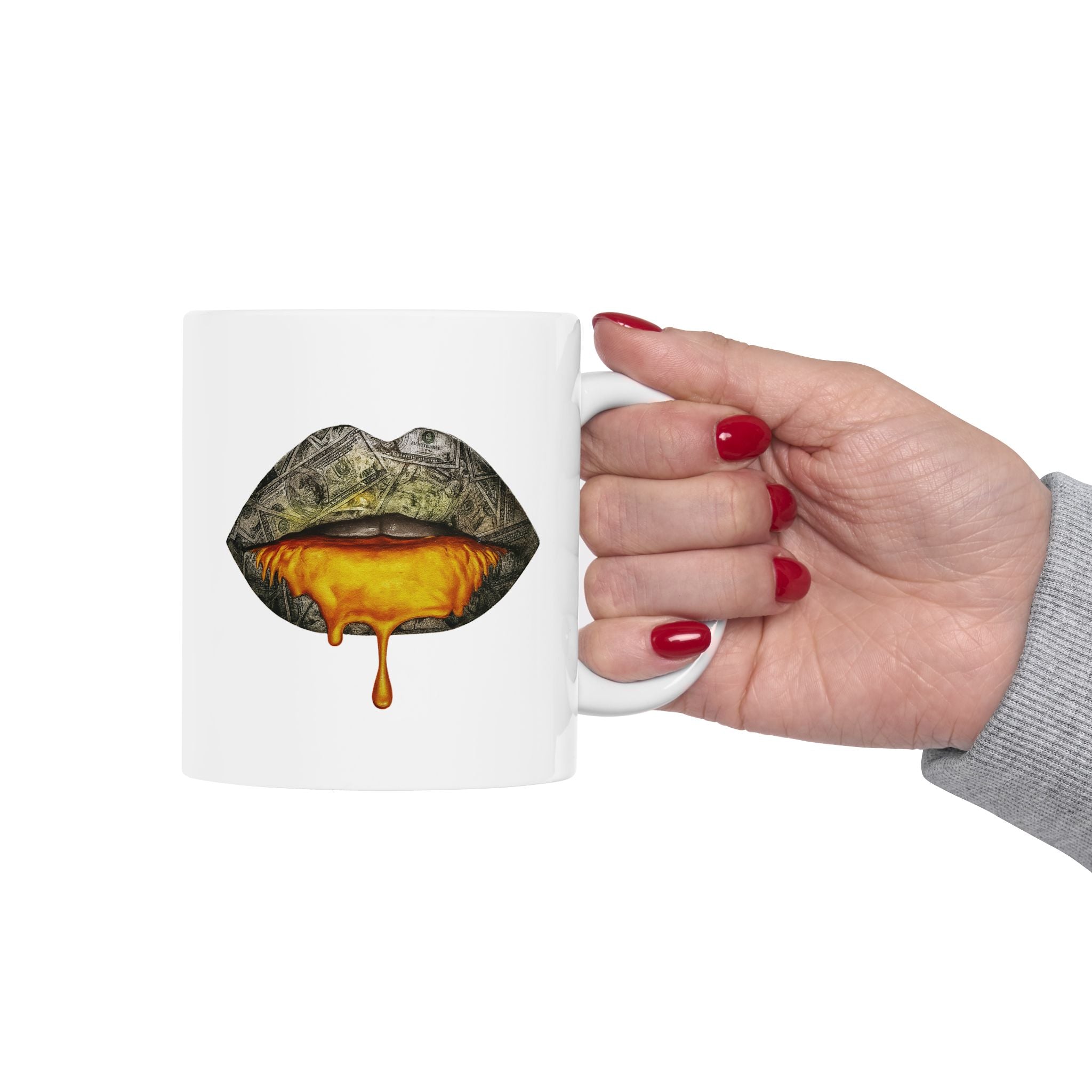 Gold Drip Lips Ceramic Mug | 11oz & 15oz