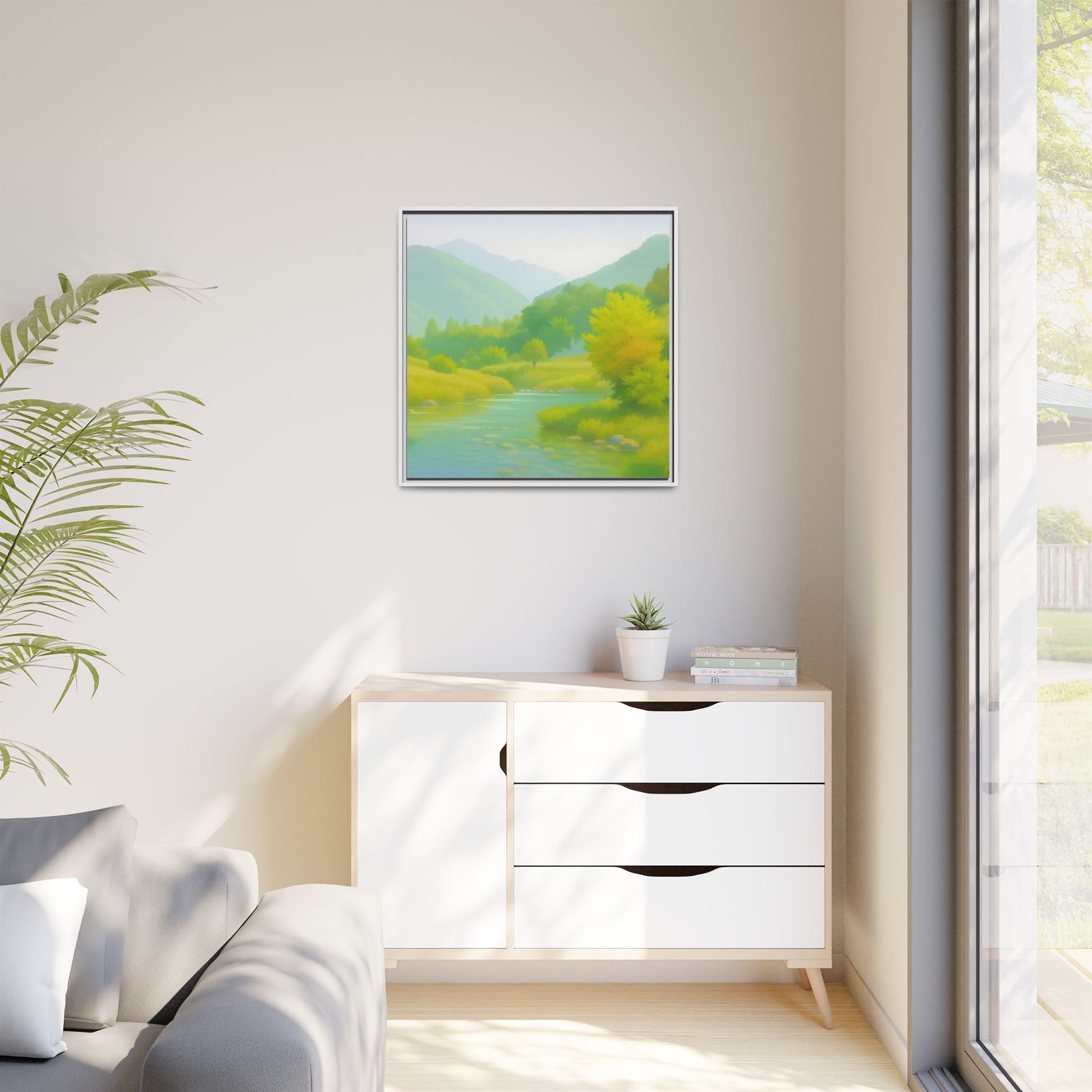 Calming River Green Landscape