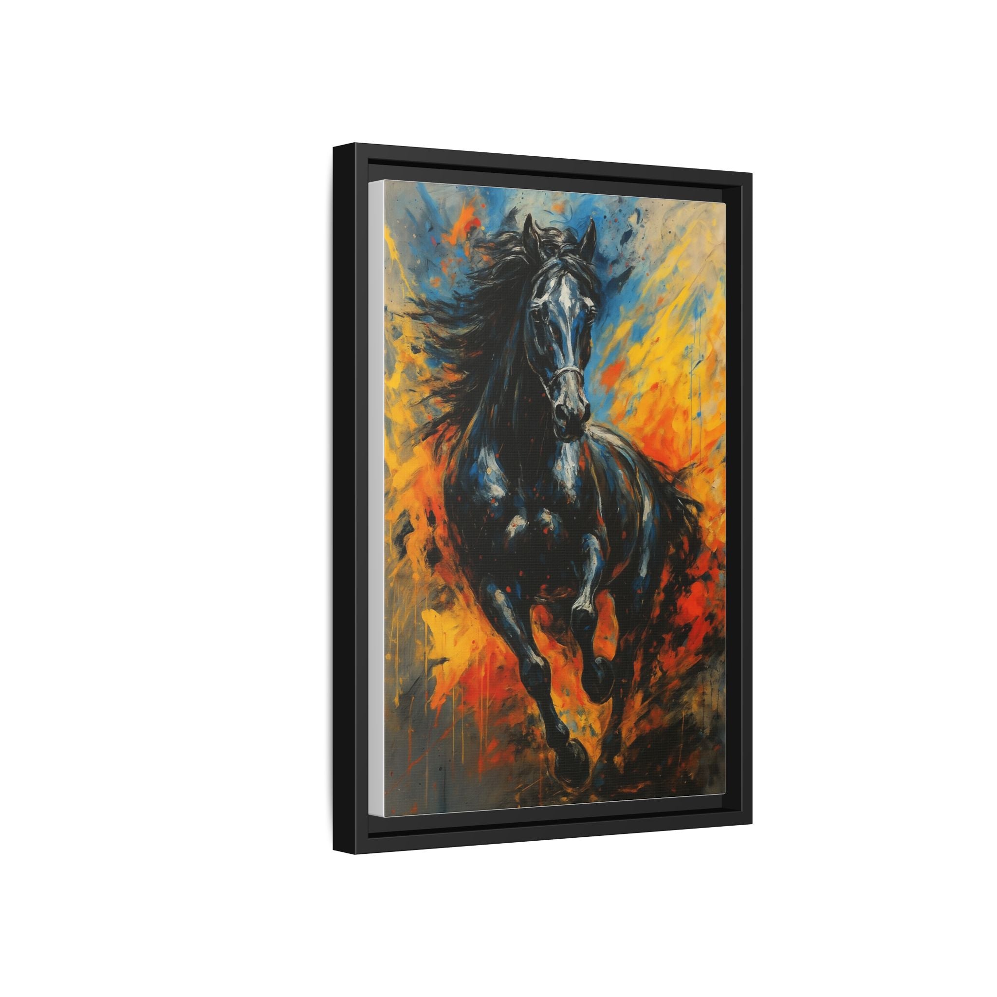 Galloping Black Stallion