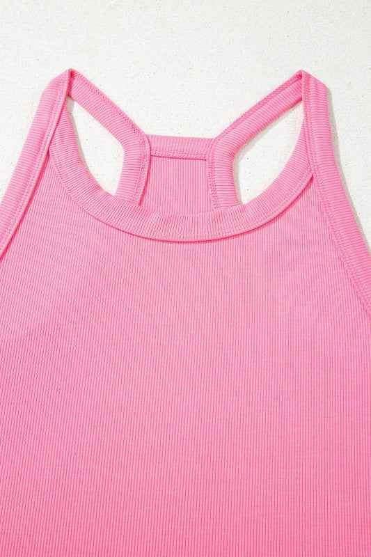 Solid Ribbed Tank Top & Sweatpants Set
