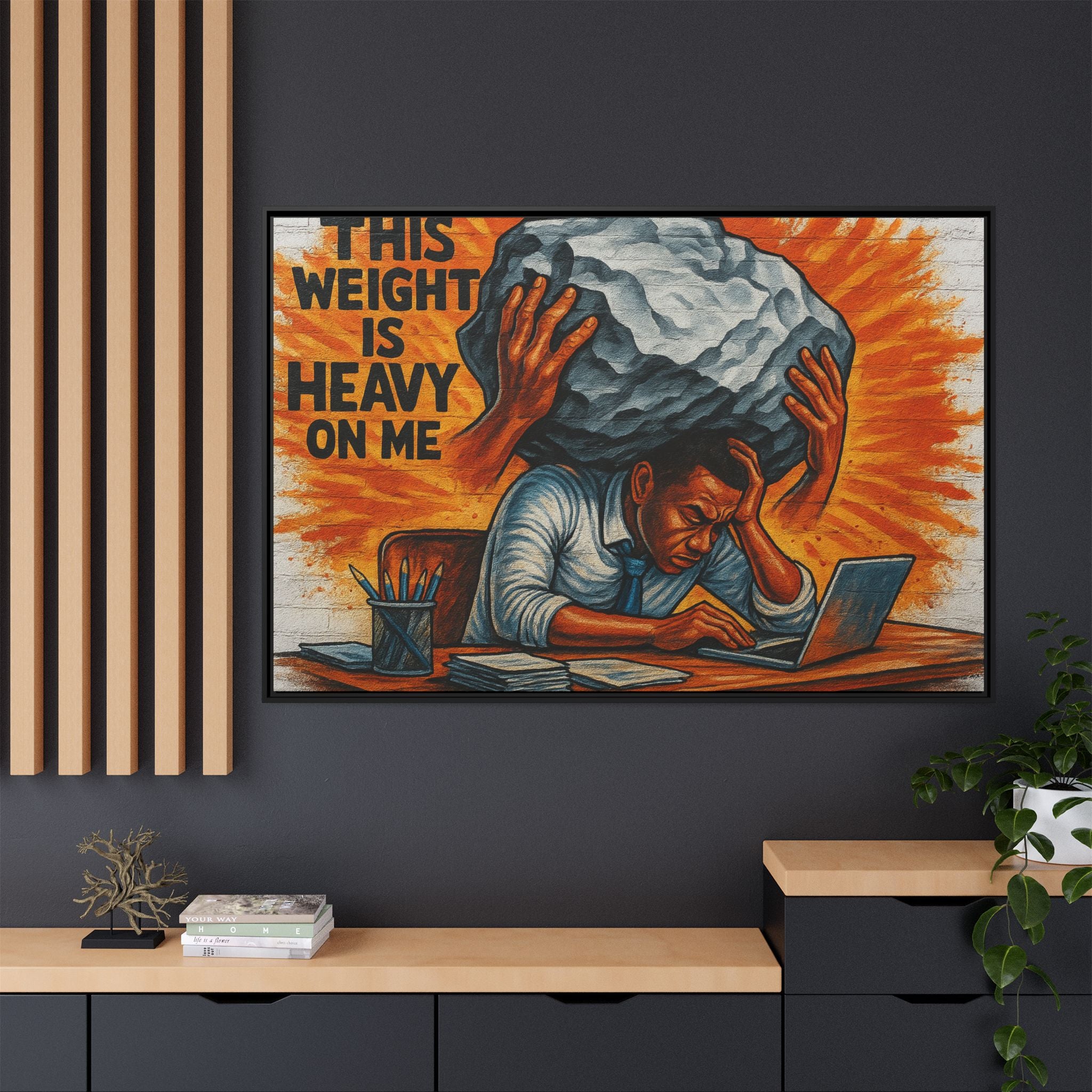 Framed Canvas Art, Stress Relief Decor, Office Wall Art, Motivational Artwork, Unique Gift for Home or Office