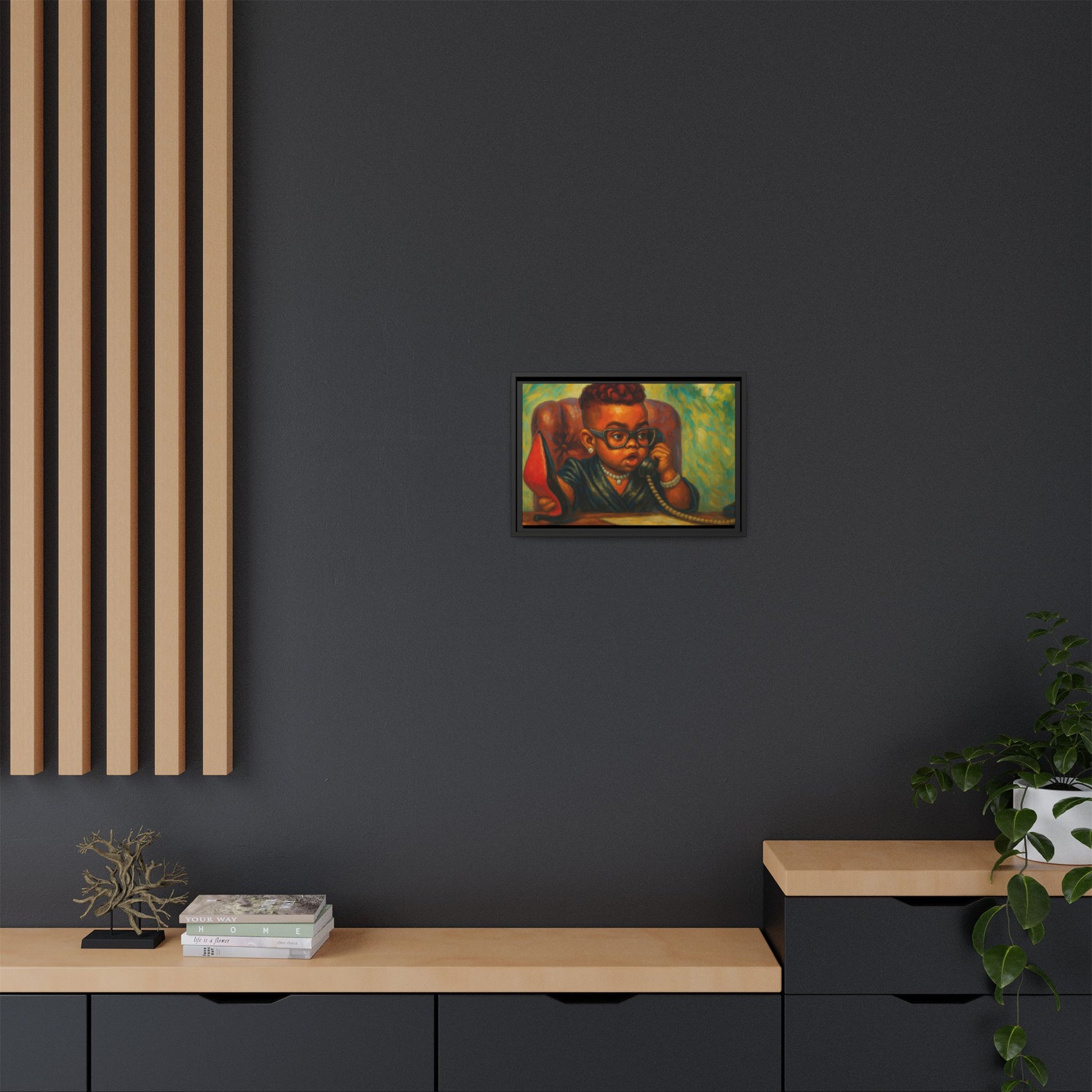 Framed Art Print: Stylish Office Decor for Home or Studio, Wall Art, Colorful Portrait, Vintage Vibe, Creative Gift Idea