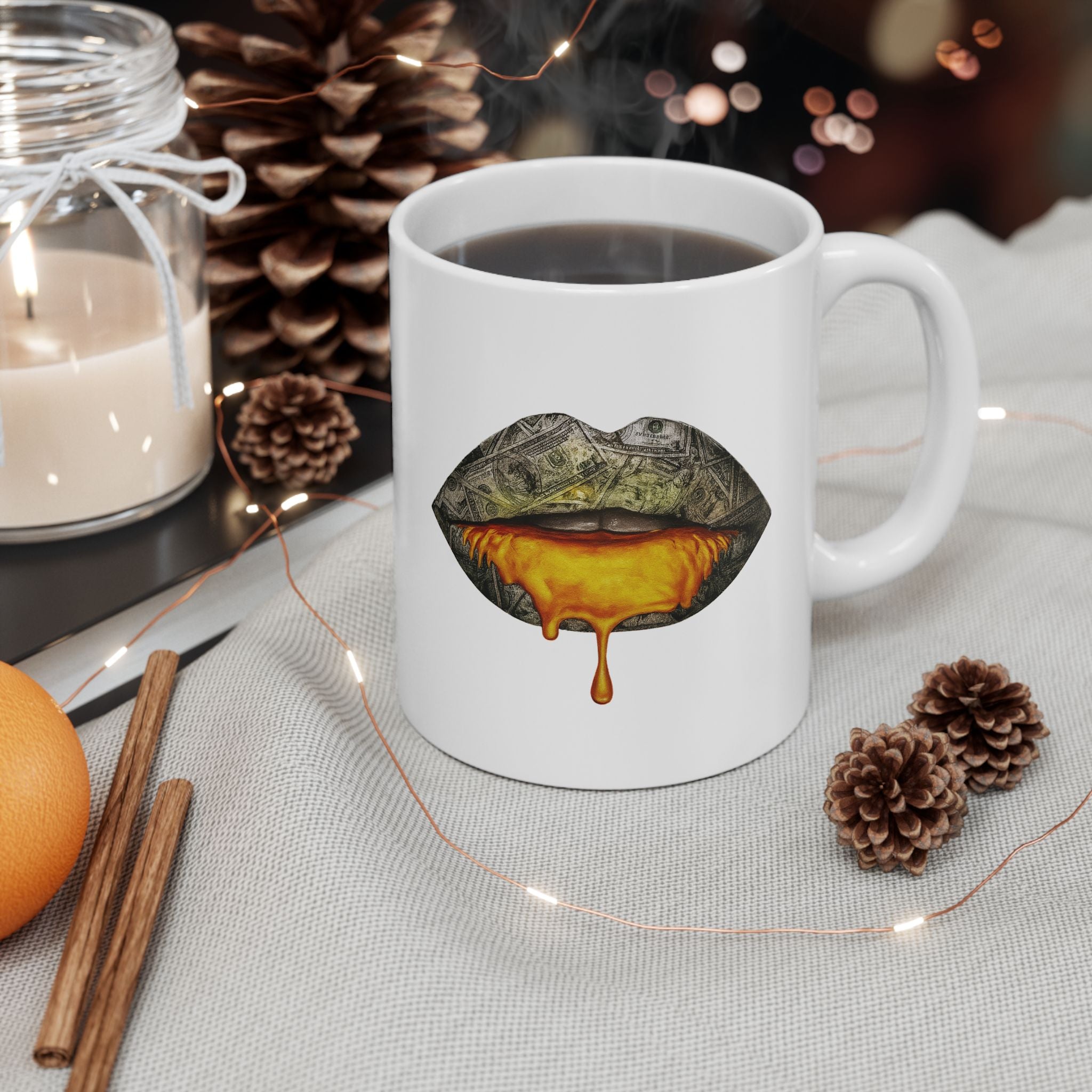 Gold Drip Lips Ceramic Mug | 11oz & 15oz