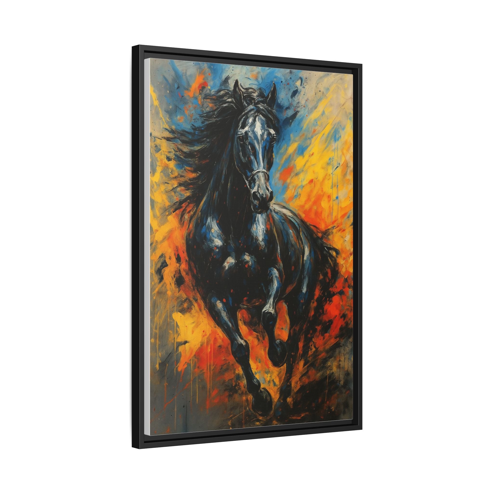 Galloping Black Stallion