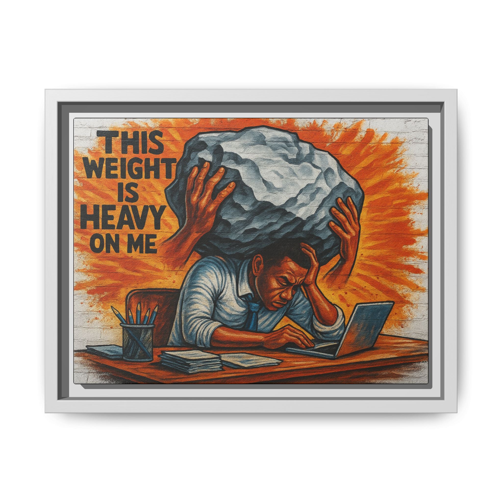 Framed Canvas Art, Stress Relief Decor, Office Wall Art, Motivational Artwork, Unique Gift for Home or Office