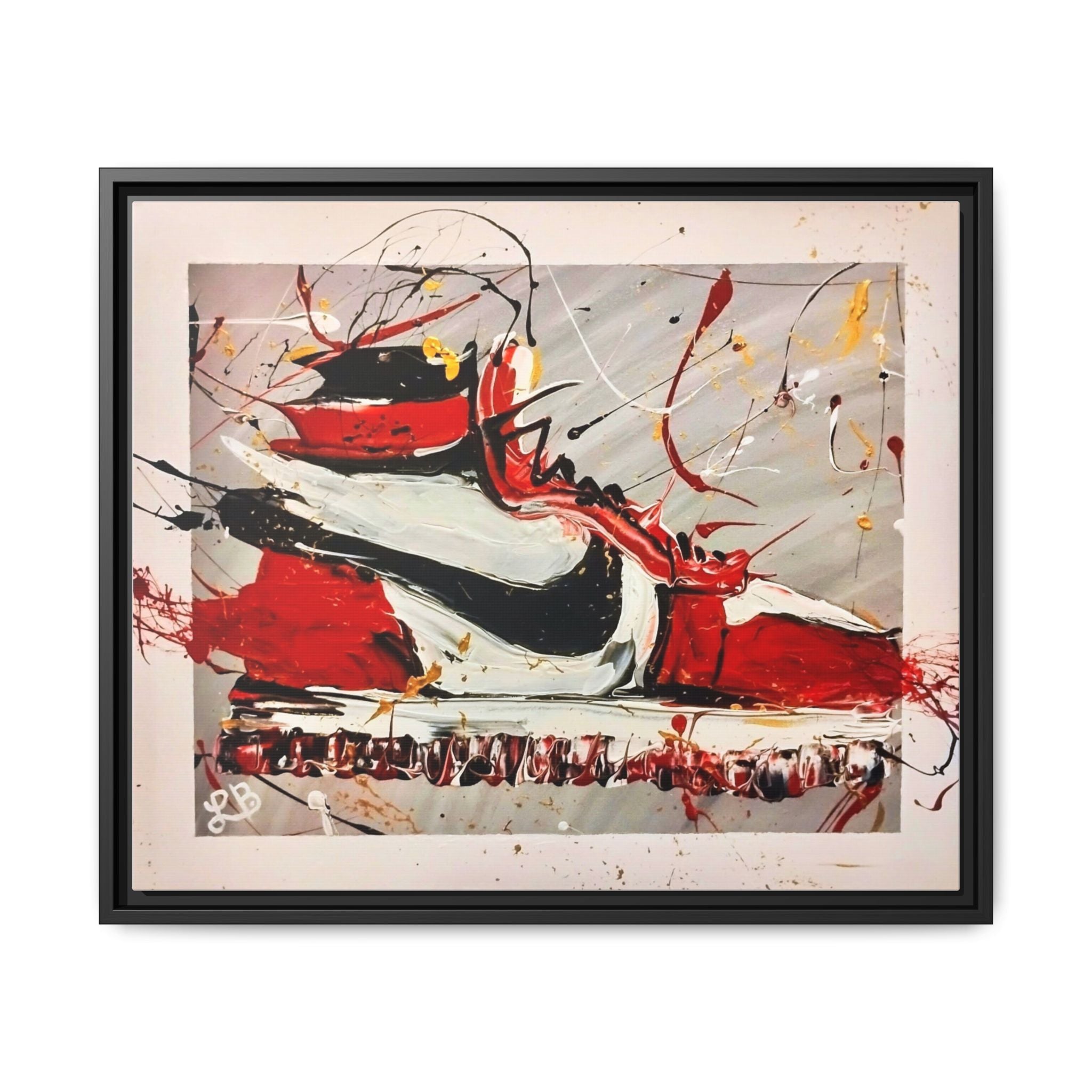 Abstract Red, White, and Black Sneaker