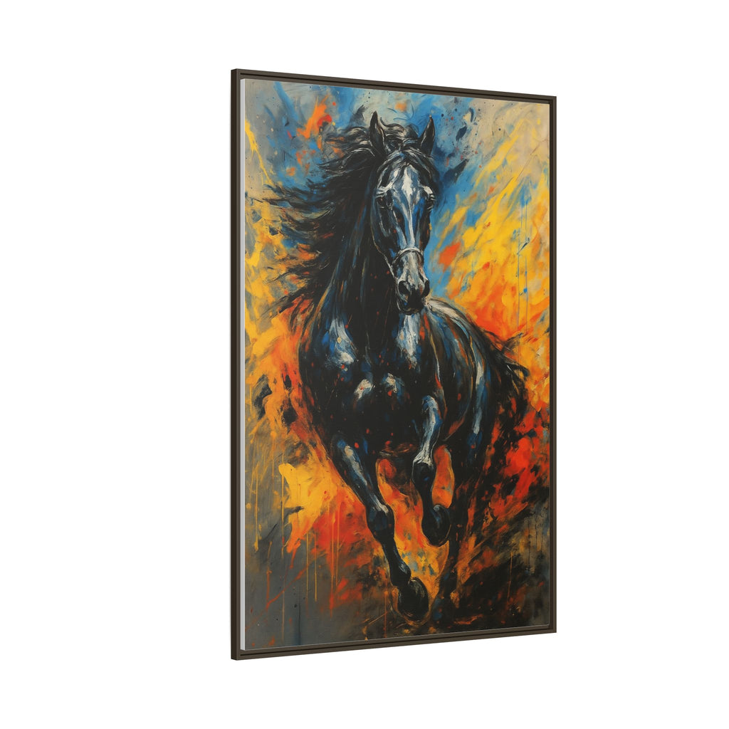 Galloping Black Stallion