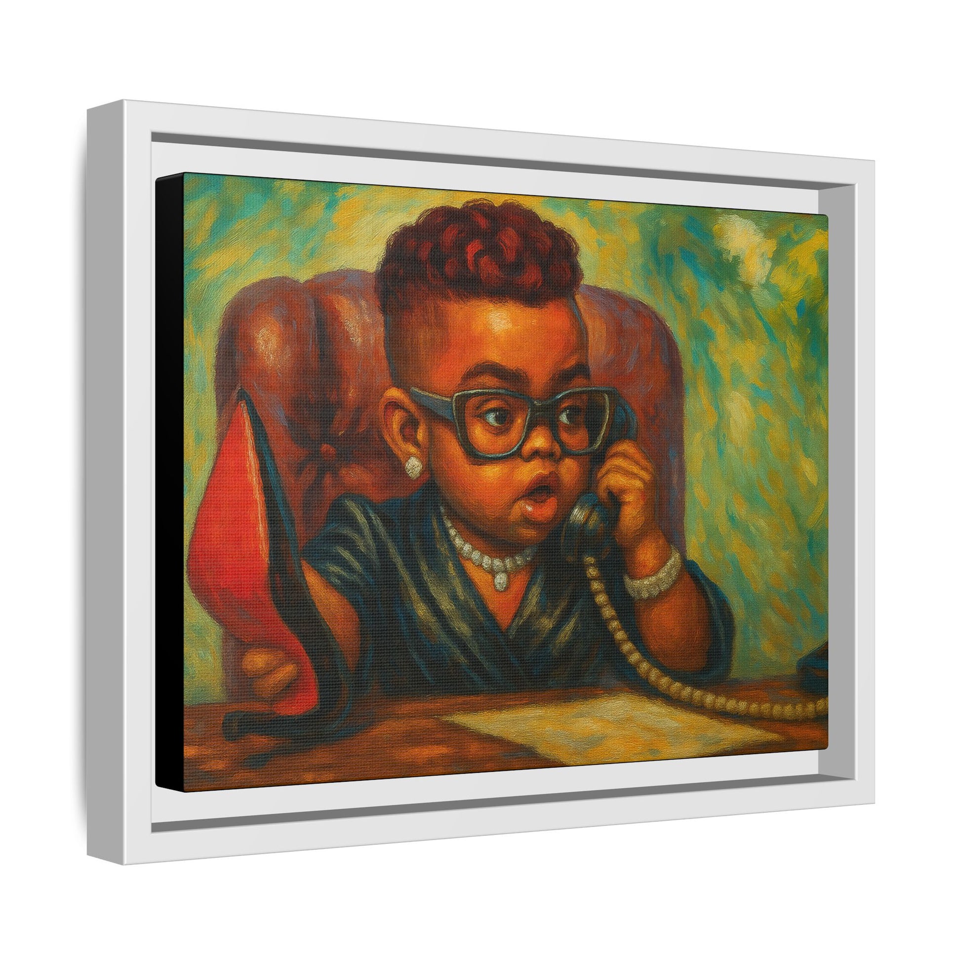 Framed Art Print: Stylish Office Decor for Home or Studio, Wall Art, Colorful Portrait, Vintage Vibe, Creative Gift Idea