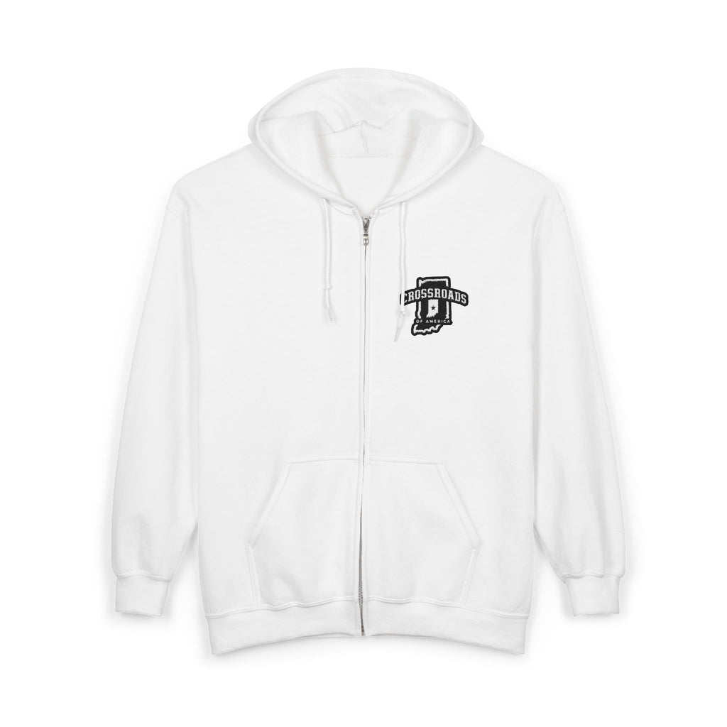 Crossroads of America Zip Hoodie – Vintage Collegiate Full‑Zip Sweatshirt