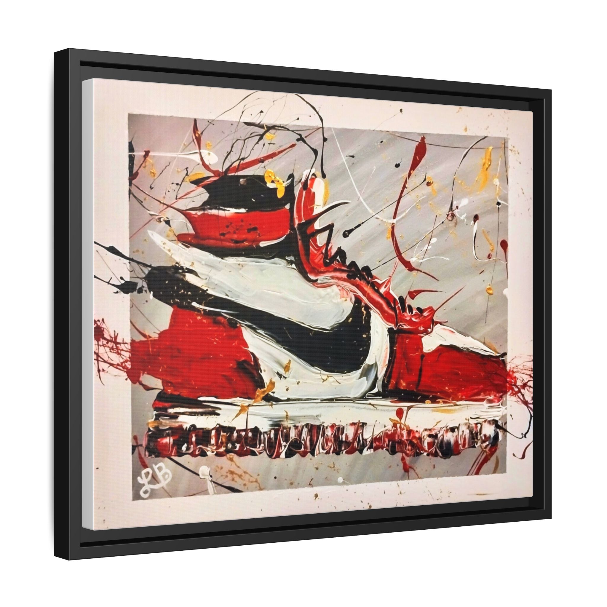 Abstract Red, White, and Black Sneaker