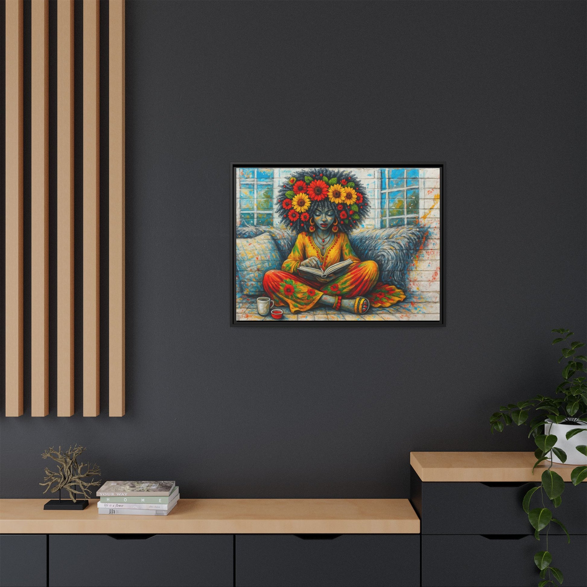 Colorful Flower Reading Girl