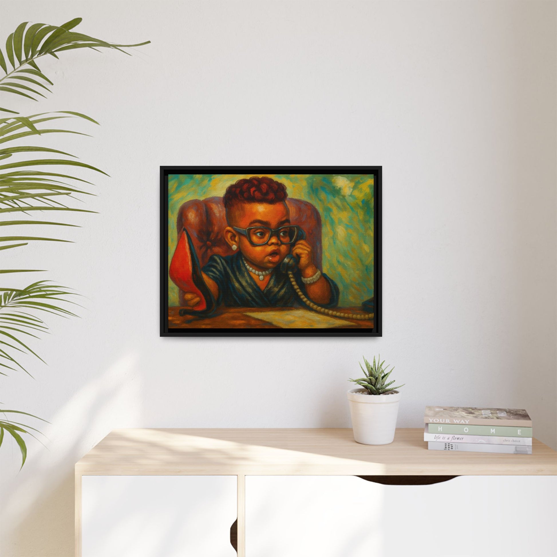 Framed Art Print: Stylish Office Decor for Home or Studio, Wall Art, Colorful Portrait, Vintage Vibe, Creative Gift Idea
