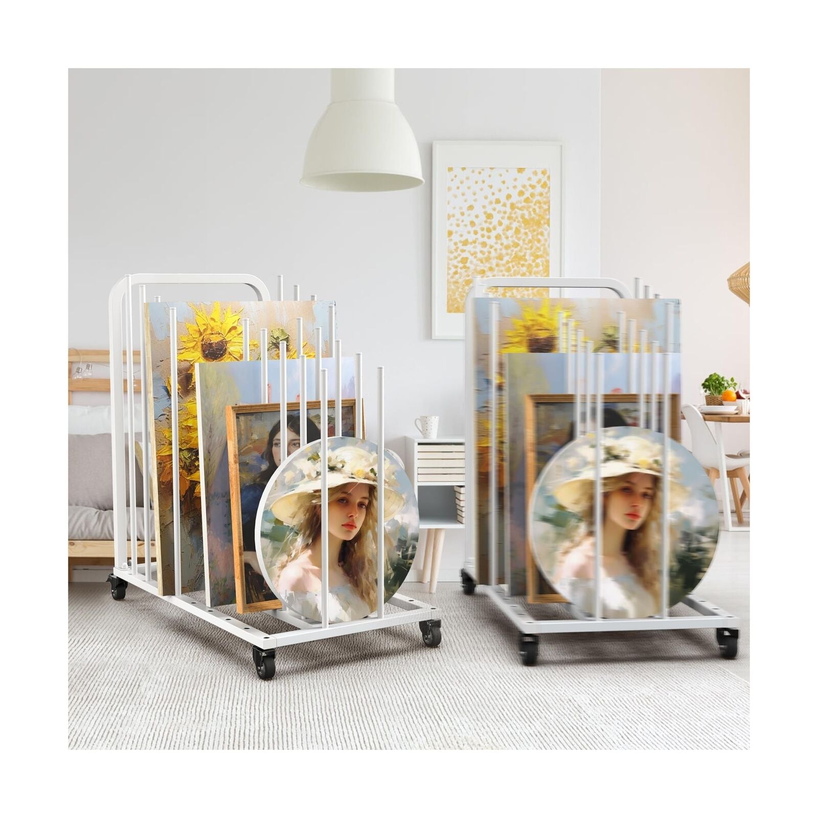 Art Canvas Storage Rack with Wheels, Art Drying Painting Rack, Art Storage Ea...