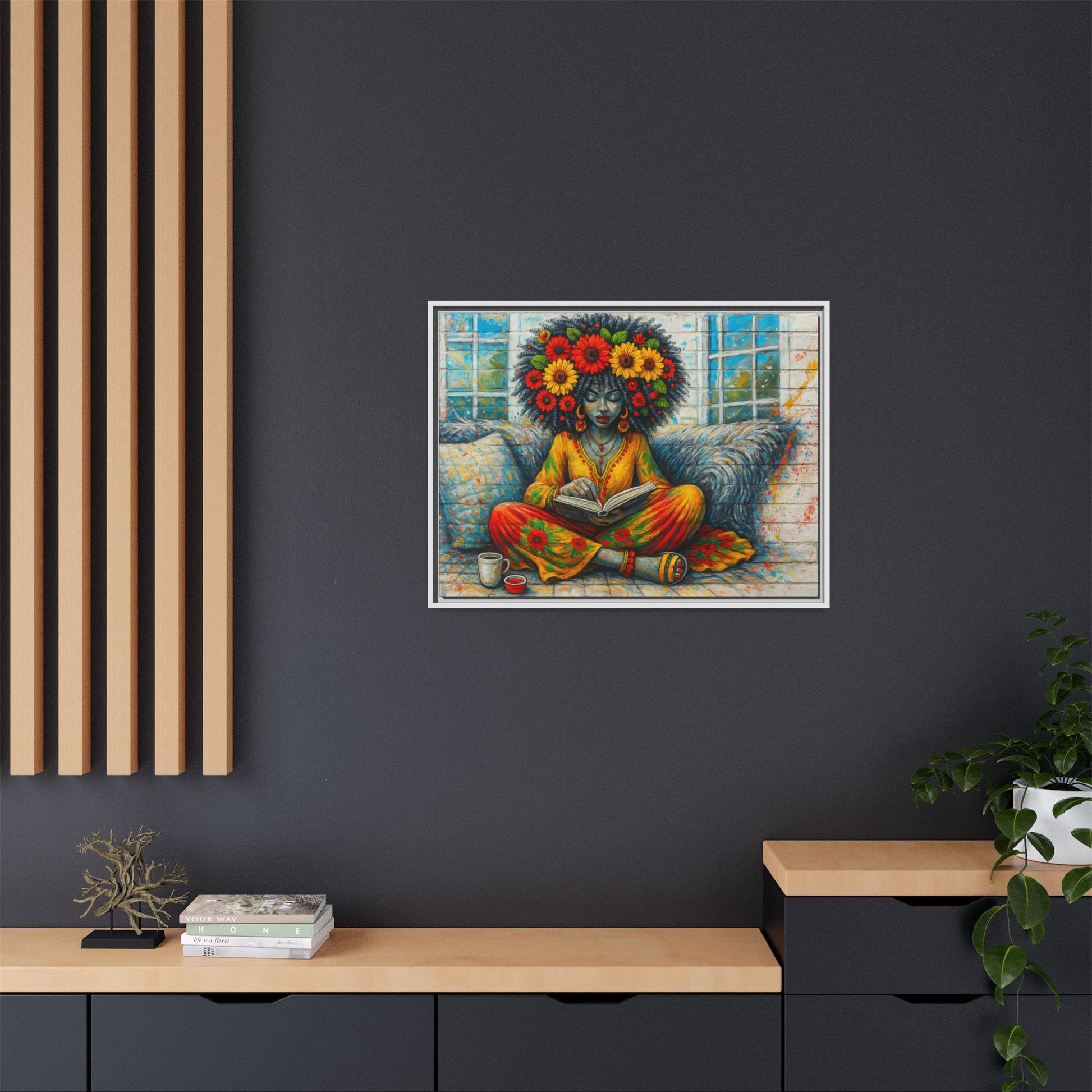 Colorful Flower Reading Girl