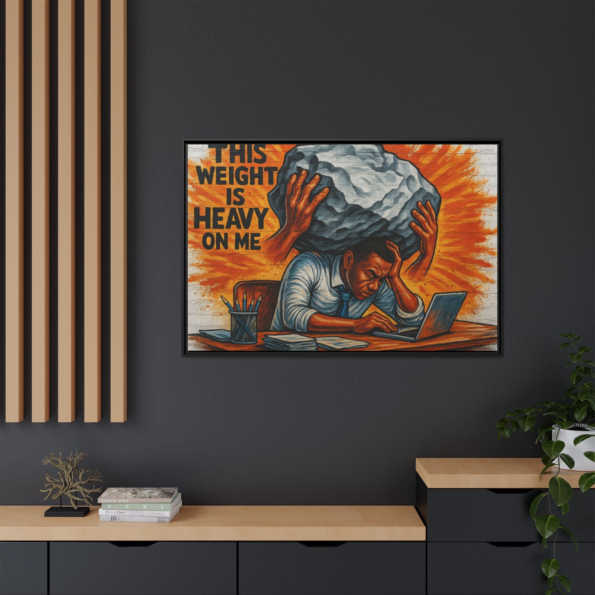 Framed Canvas Art, Stress Relief Decor, Office Wall Art, Motivational Artwork, Unique Gift for Home or Office