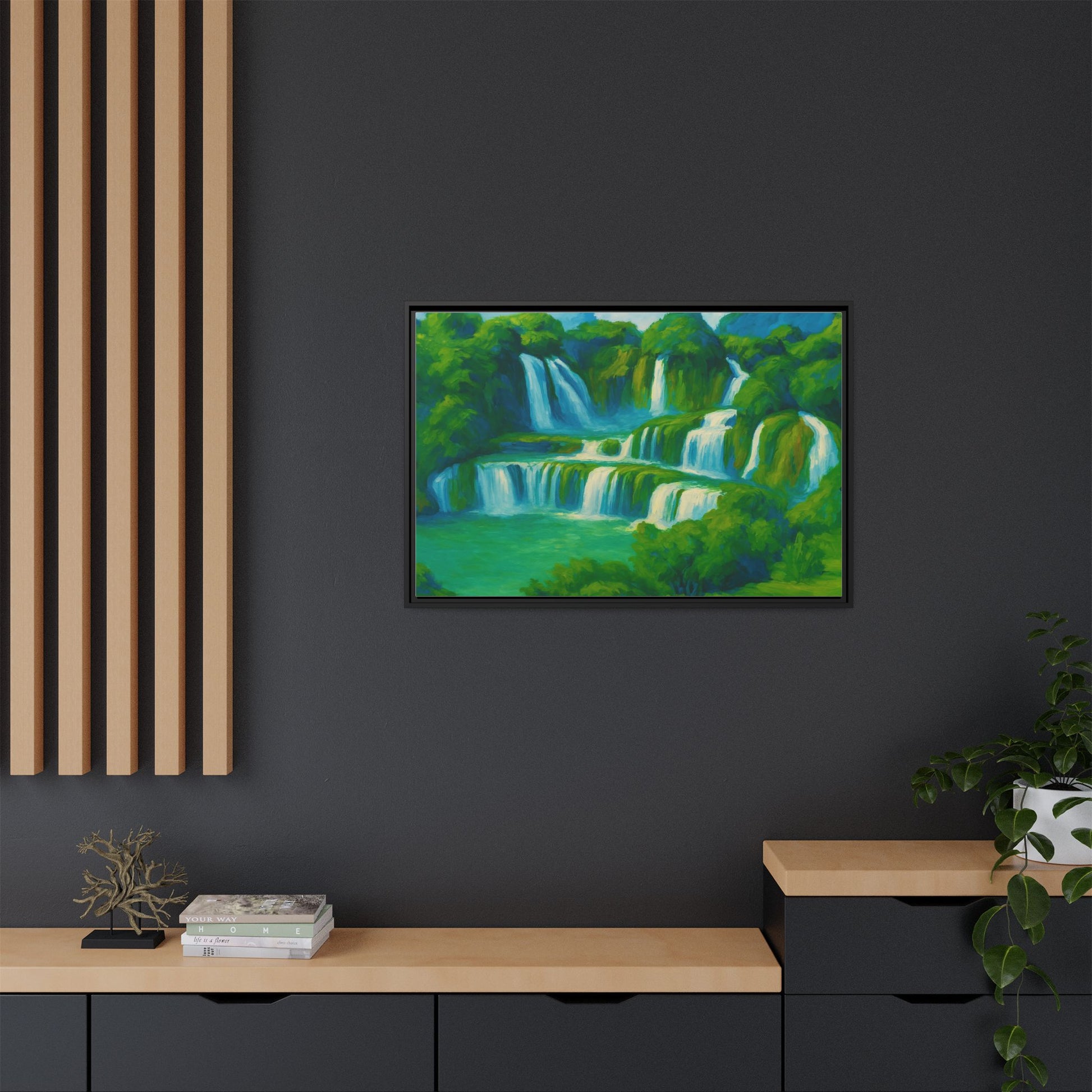 Green Serene Waterfall