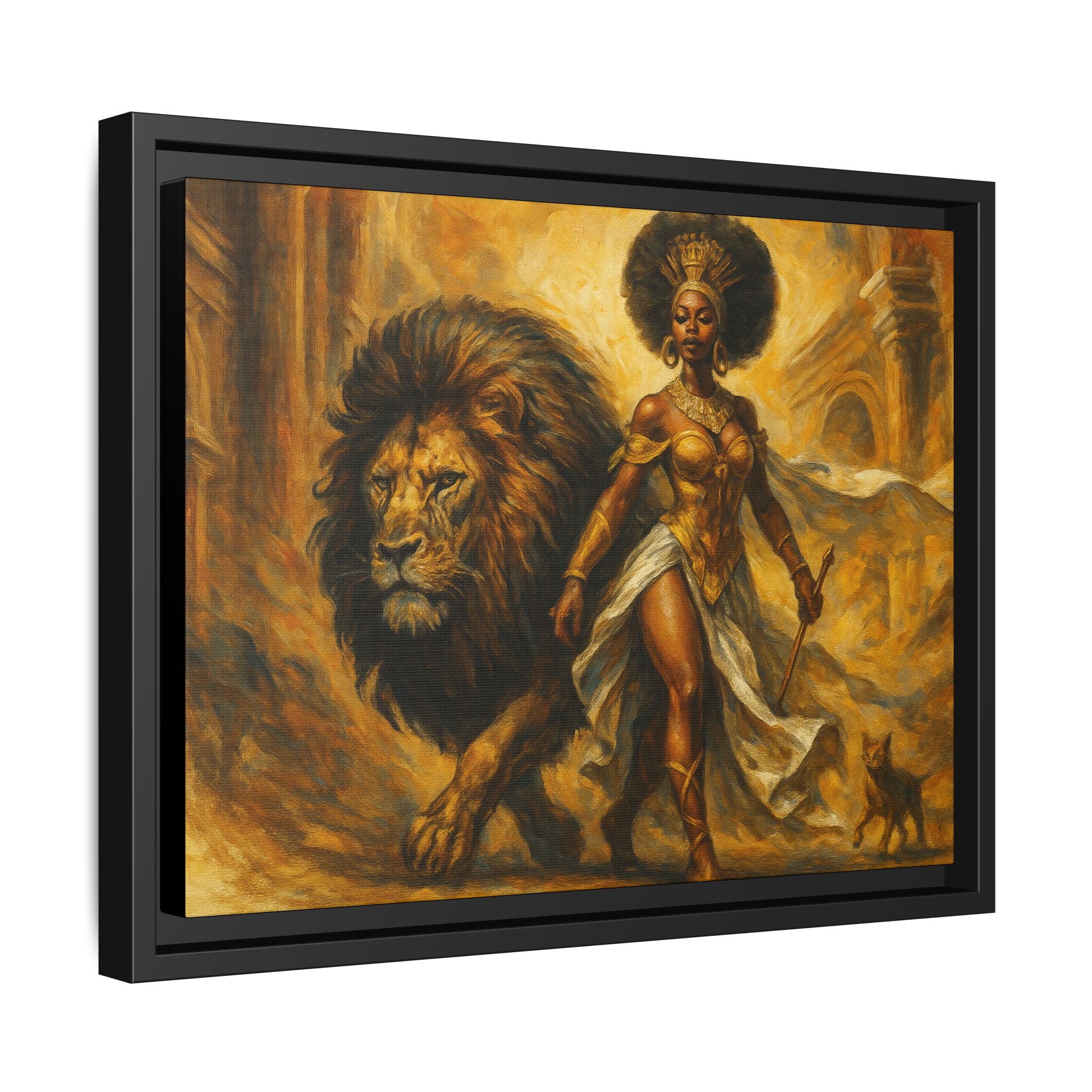 Empowering Framed Art Print, Warrior Woman and Lion Wall Decor, Inspirational Artwork, African Heritage Gift, Home Office Decoration