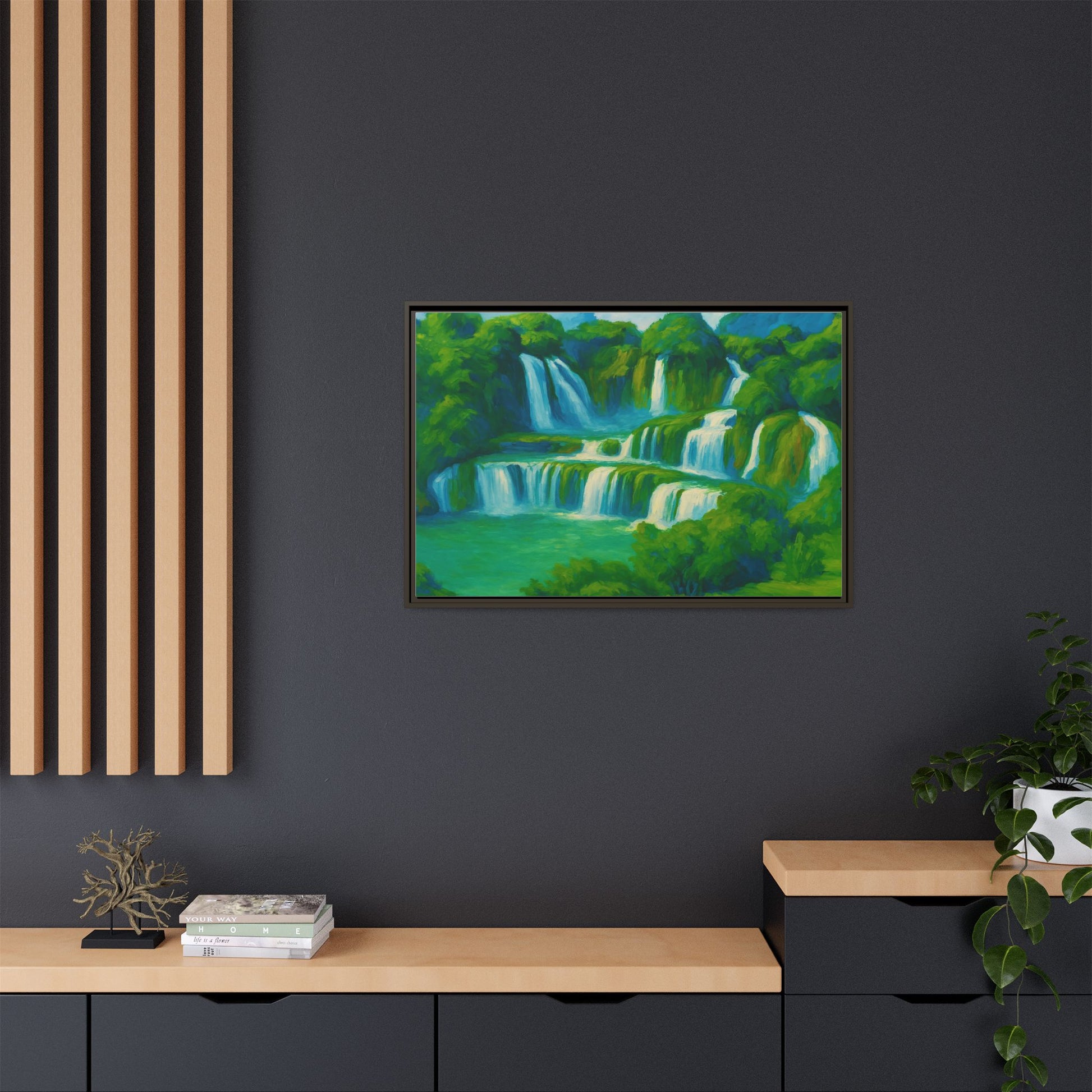 Green Serene Waterfall