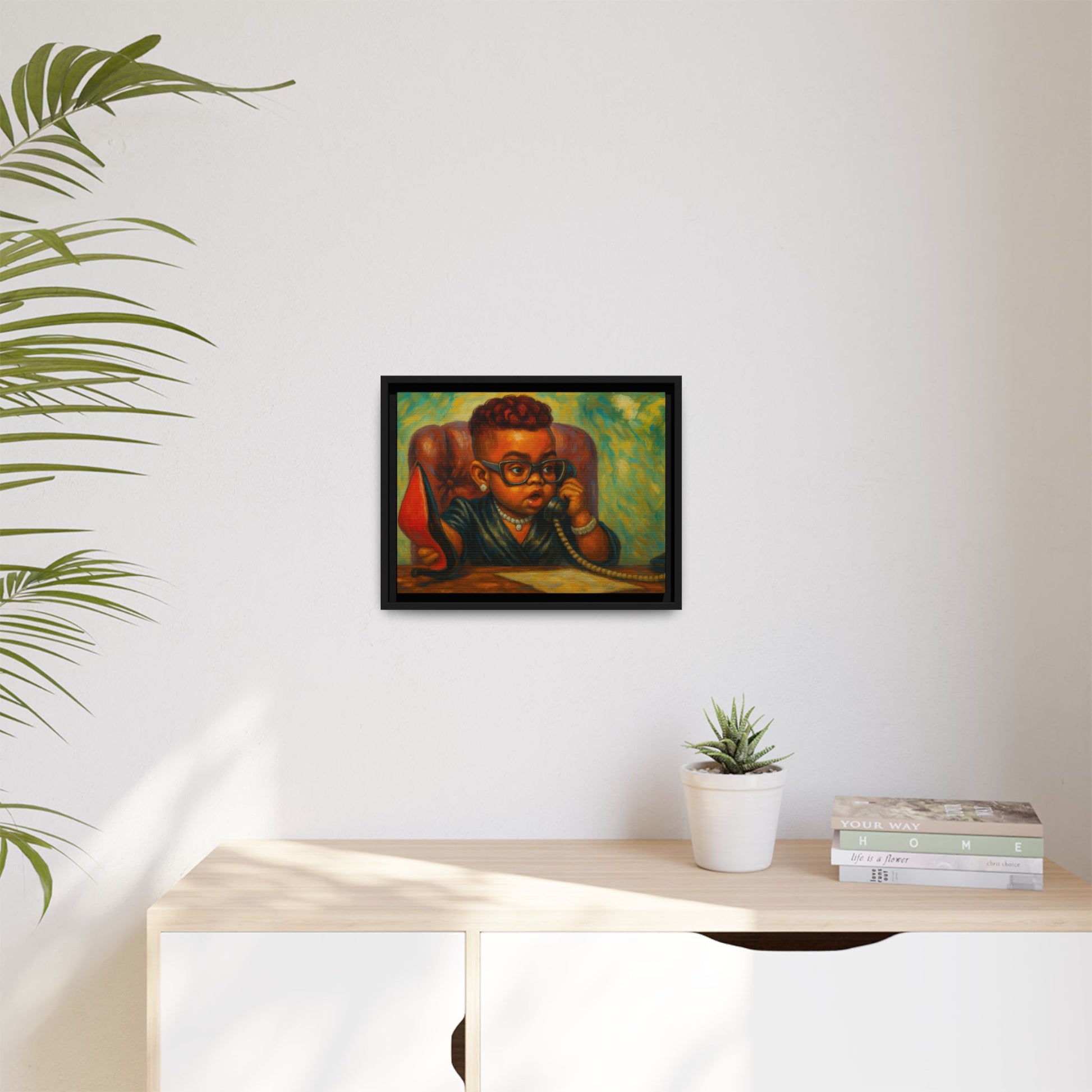 Framed Art Print: Stylish Office Decor for Home or Studio, Wall Art, Colorful Portrait, Vintage Vibe, Creative Gift Idea