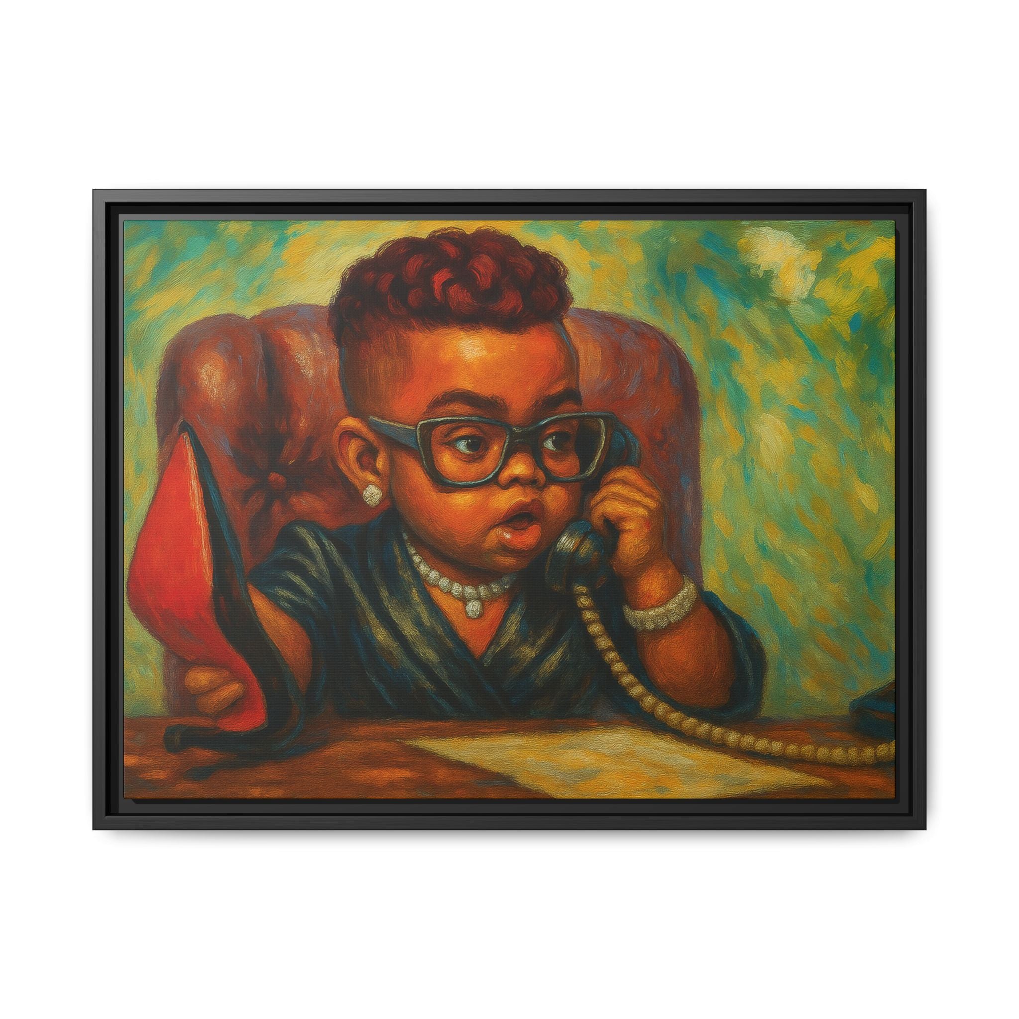 Framed Art Print: Stylish Office Decor for Home or Studio, Wall Art, Colorful Portrait, Vintage Vibe, Creative Gift Idea